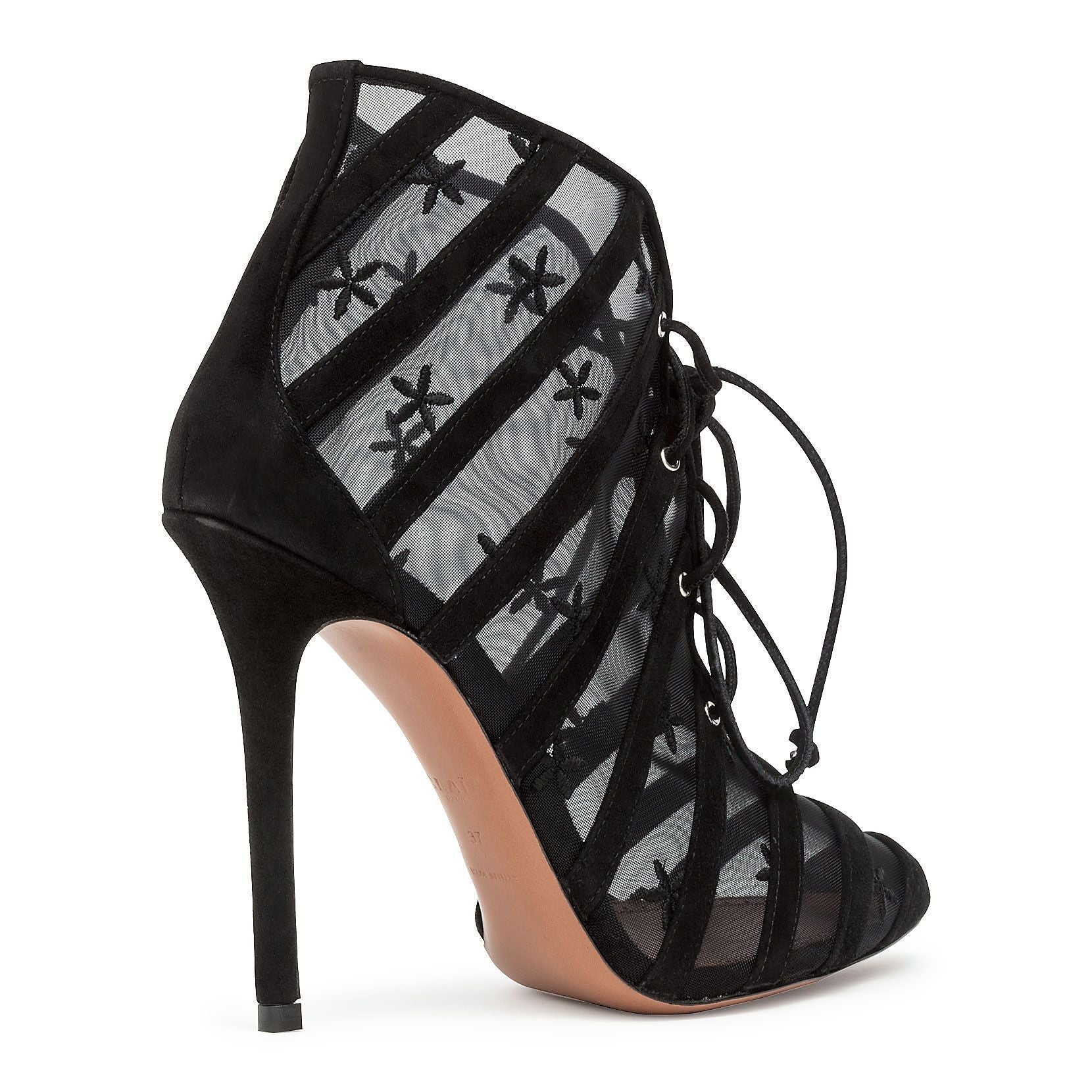 Black suede flower mesh ankle bboots - Image 3