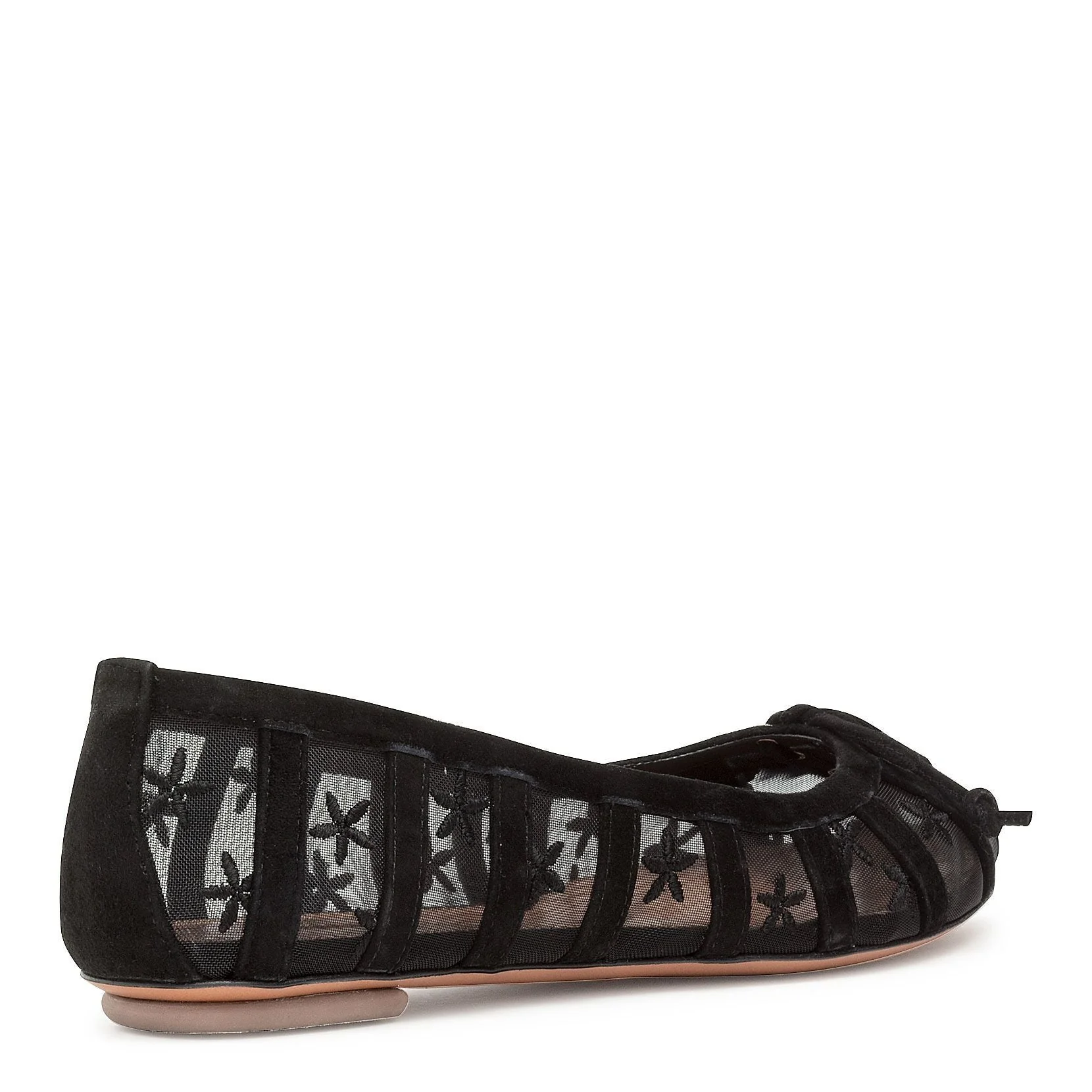 Black suede flower mesh ballerinas - Image 3