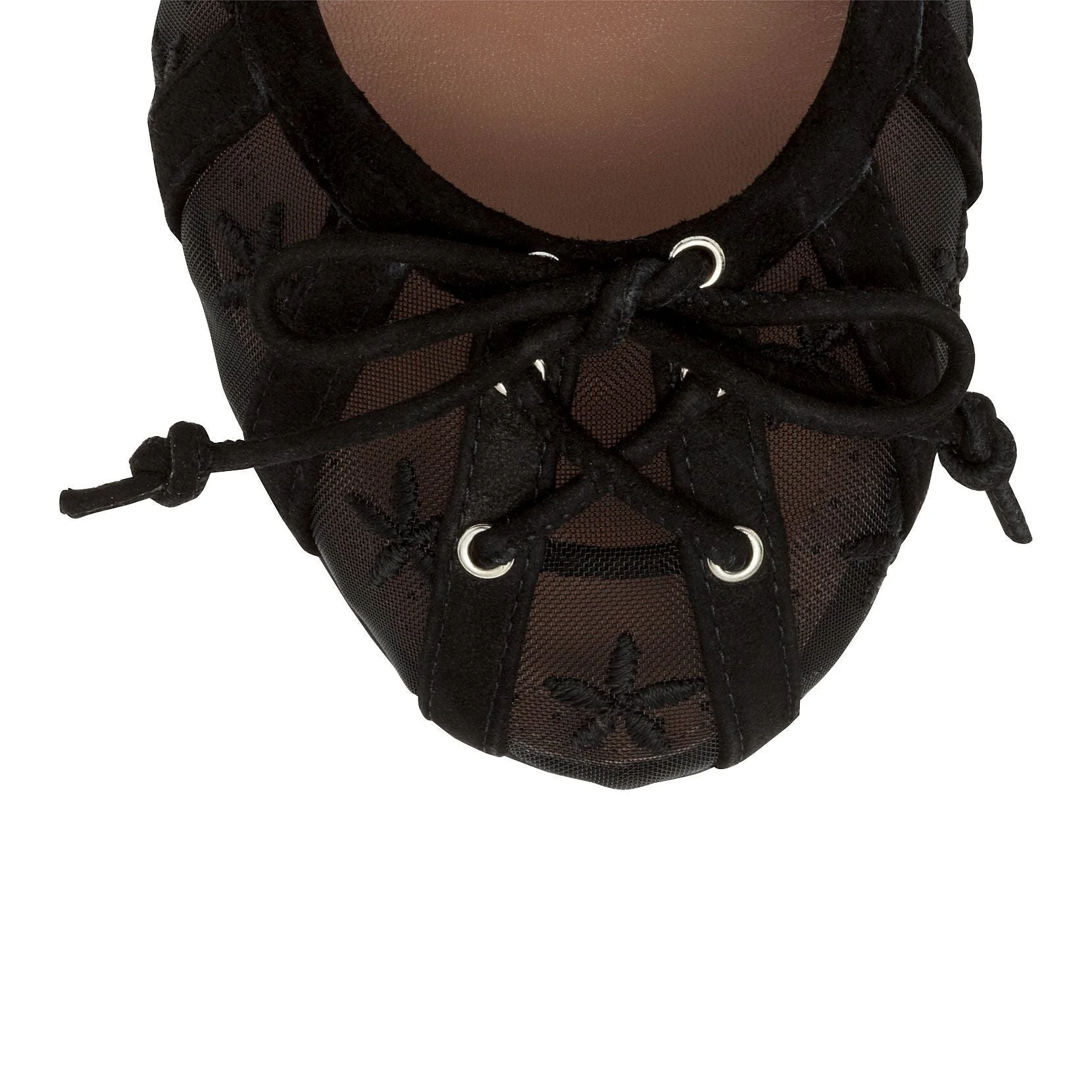 Black suede flower mesh ballerinas - Image 4