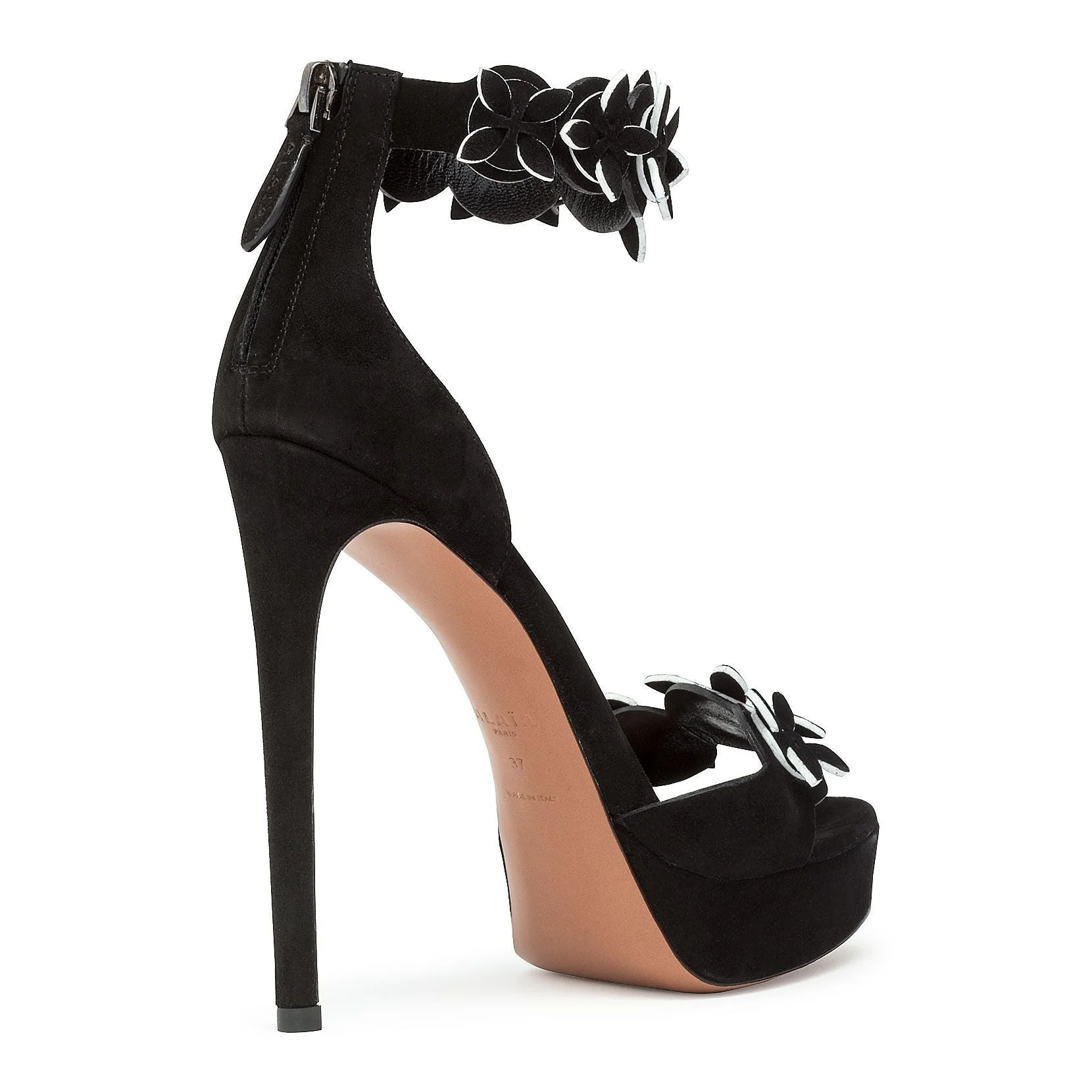 Black suede flower platform sandals - Image 3