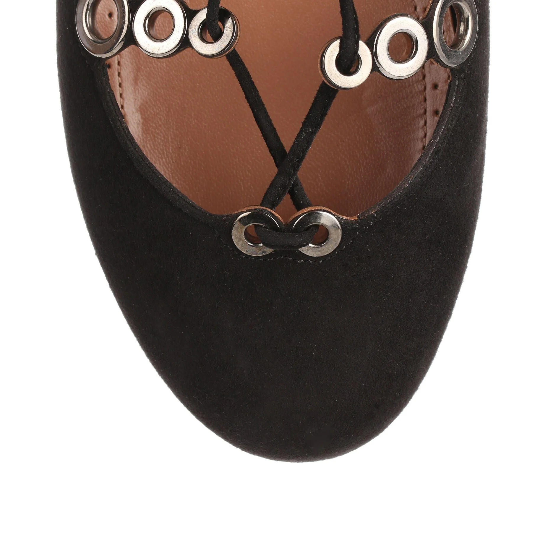 Black suede lace up ballerina - Image 4