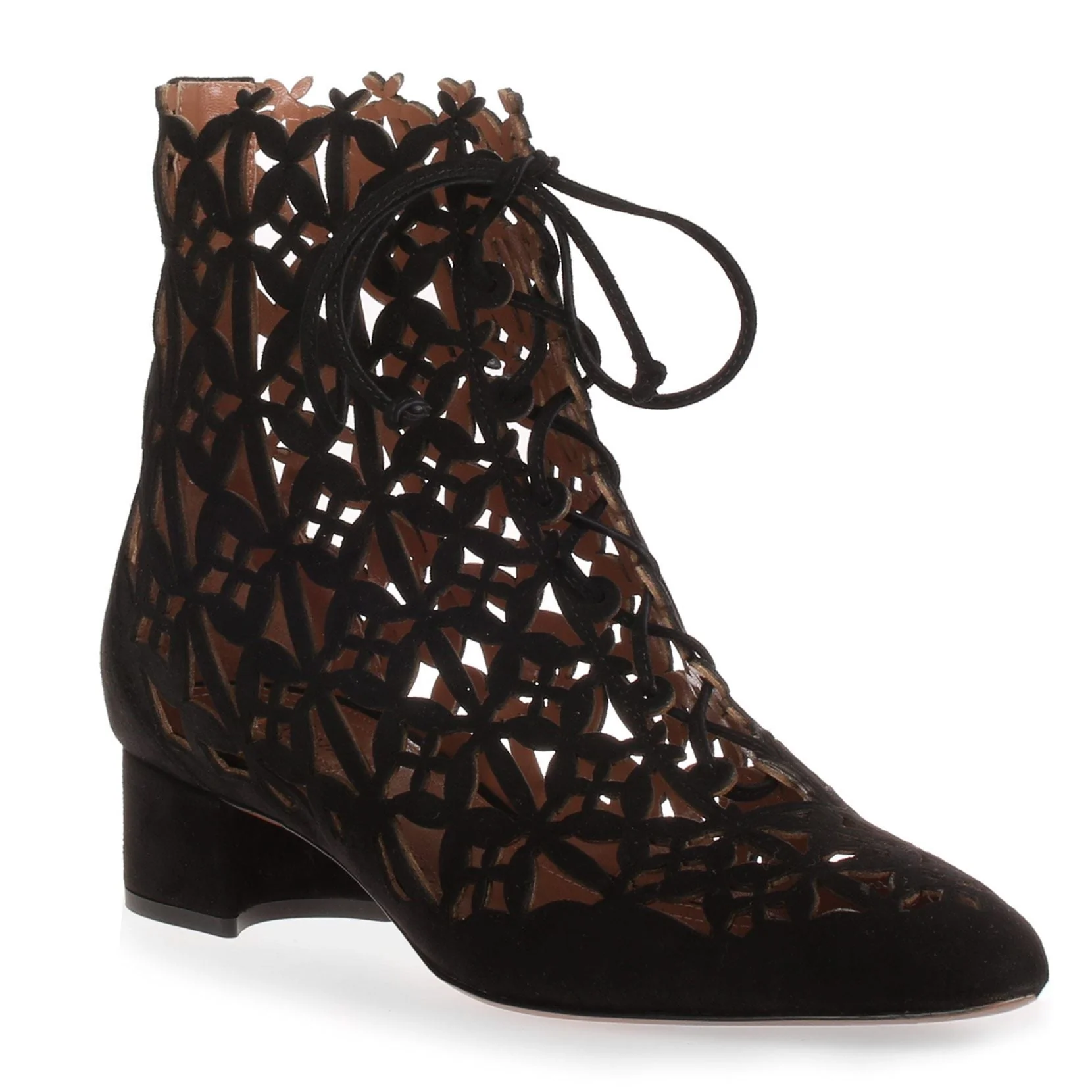 Black suede laser-cut bootie - Image 2