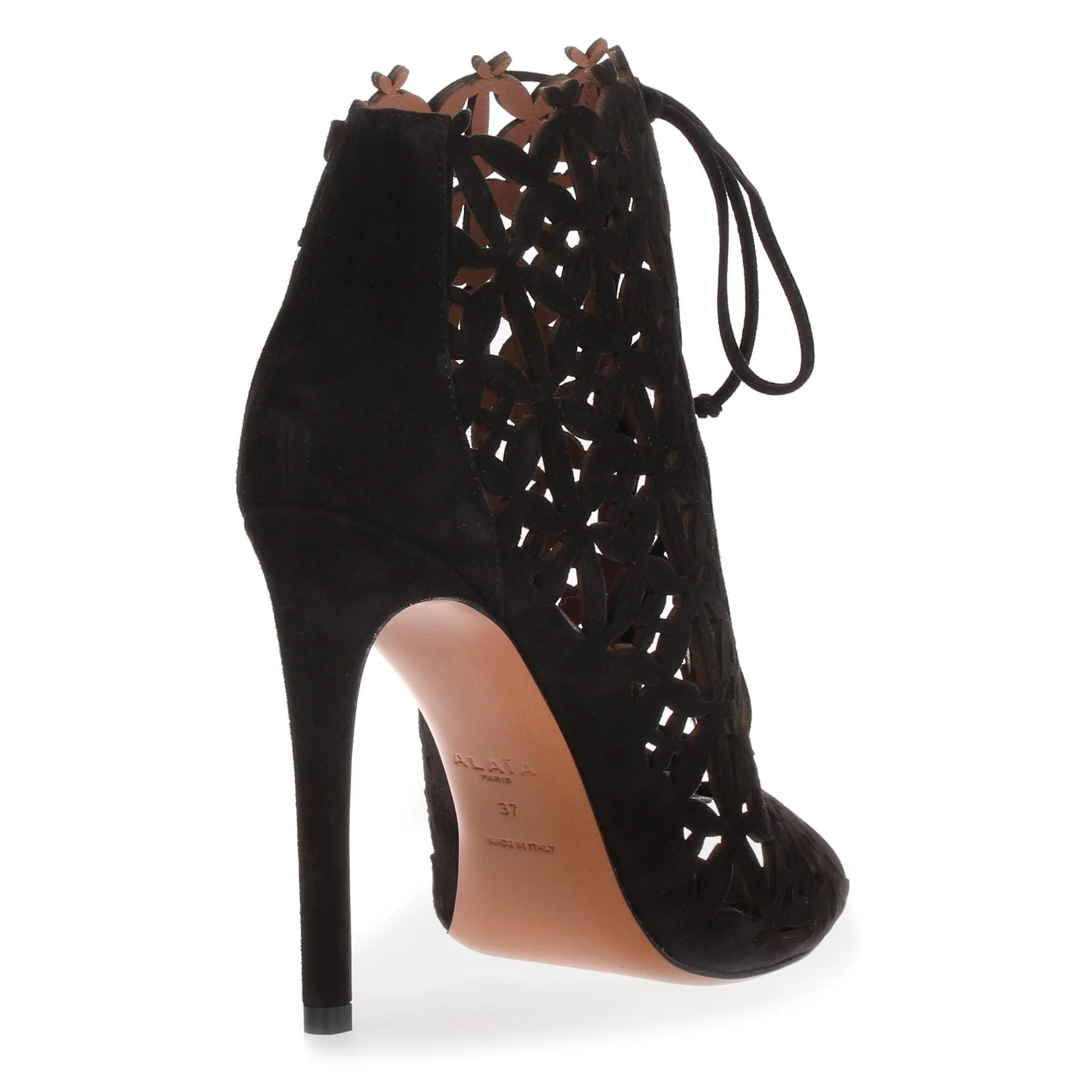 Black suede laser-cut sandal - Image 3
