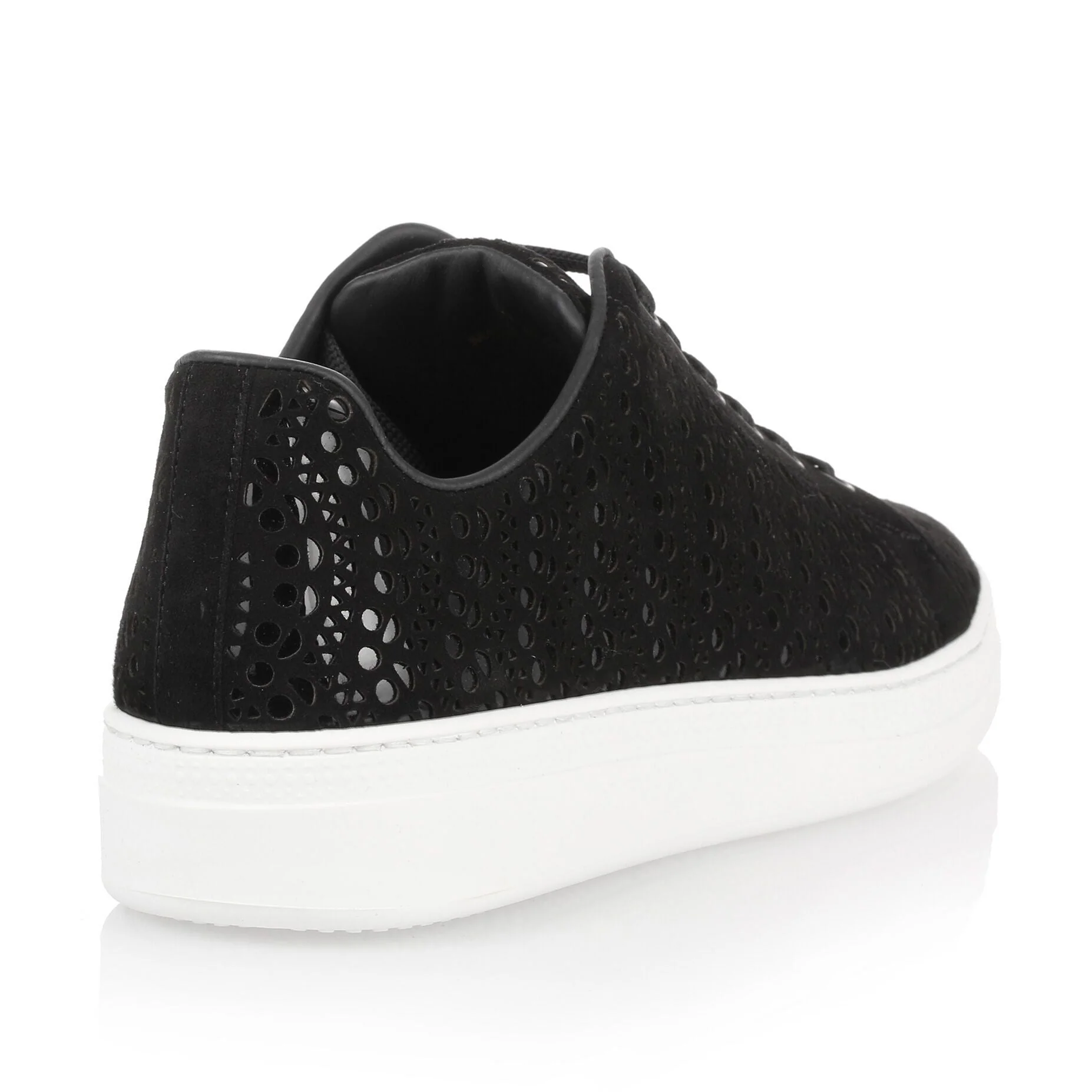 Black suede laser-cut sneaker - Image 3