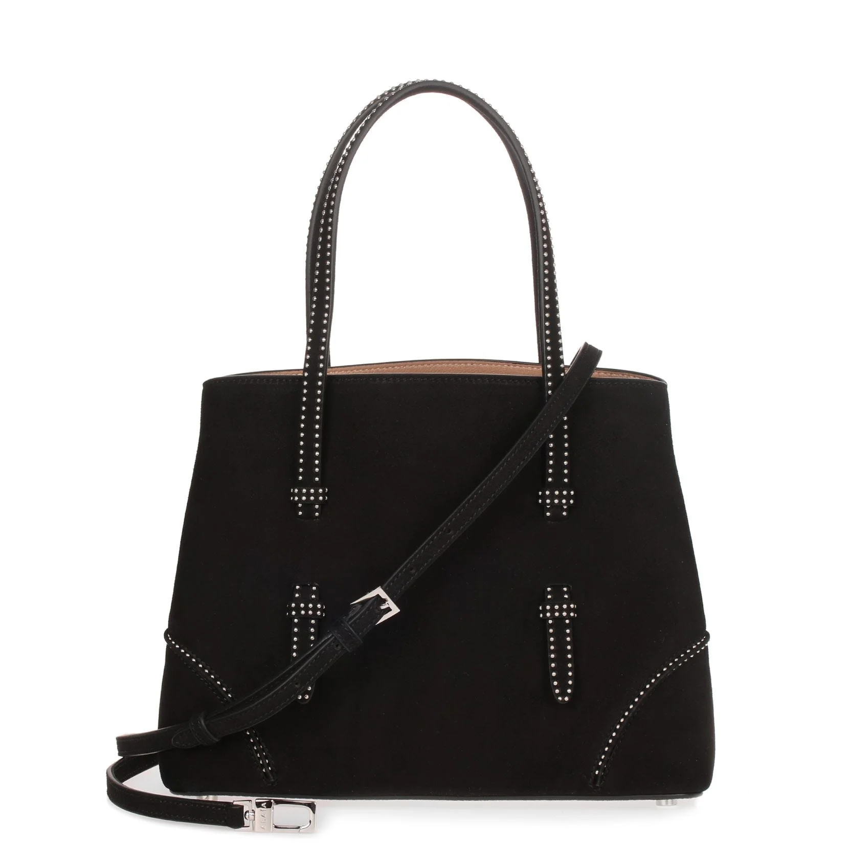 Black suede studded small tote - Image 4