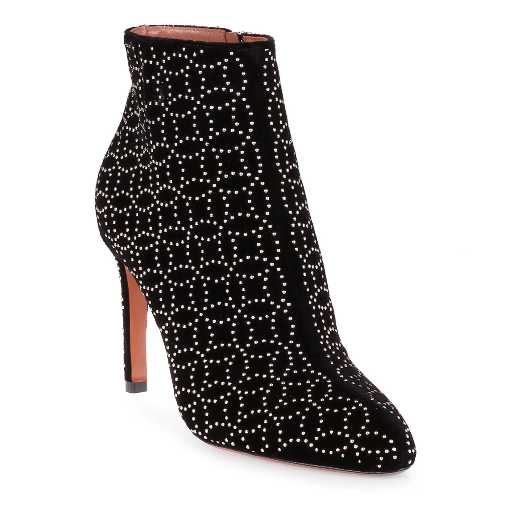 Black velvet studded ankle boot - Image 2