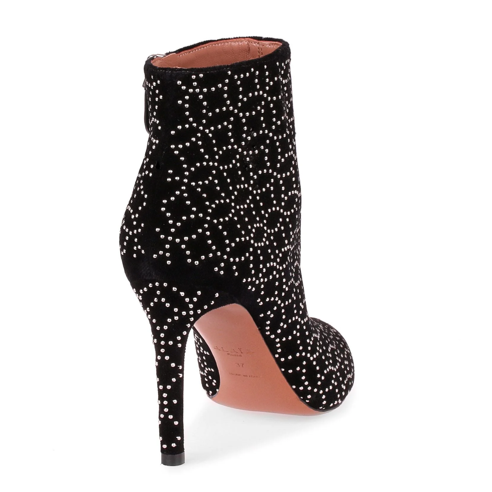 Black velvet studded ankle boot - Image 3