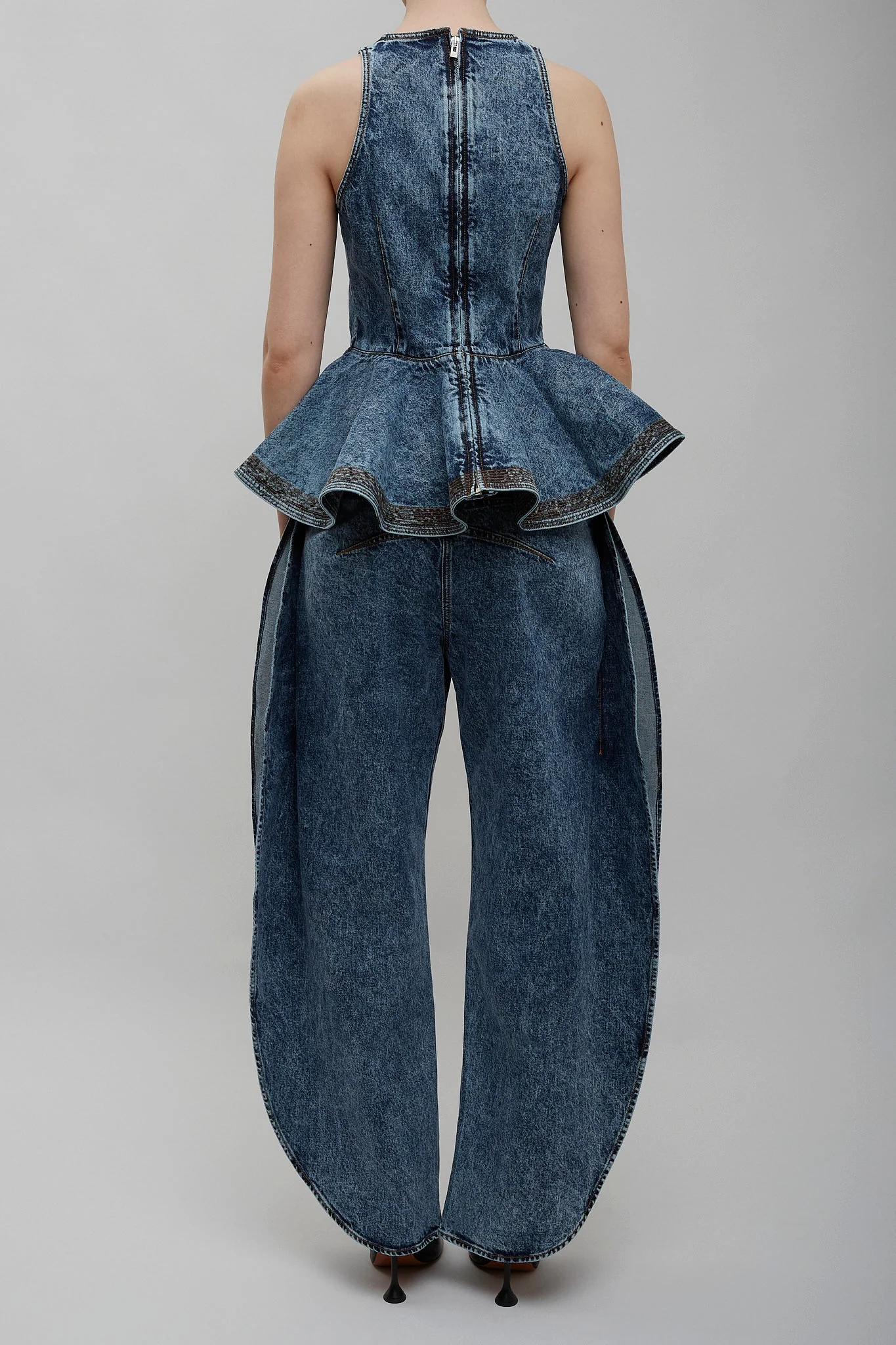 Blue petal denim pants - Image 3
