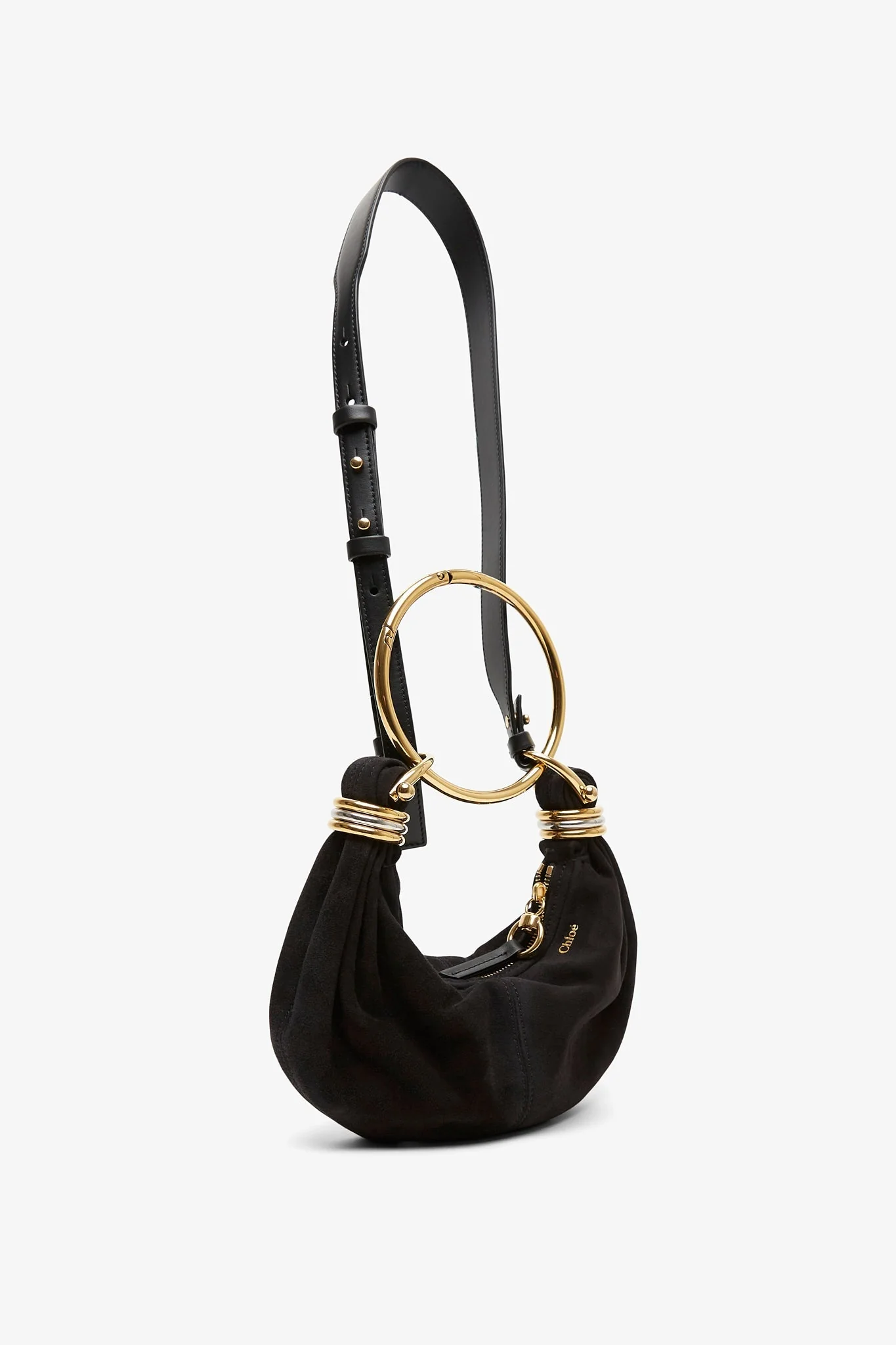 Bracelet black mini suede hobo bag - Image 3