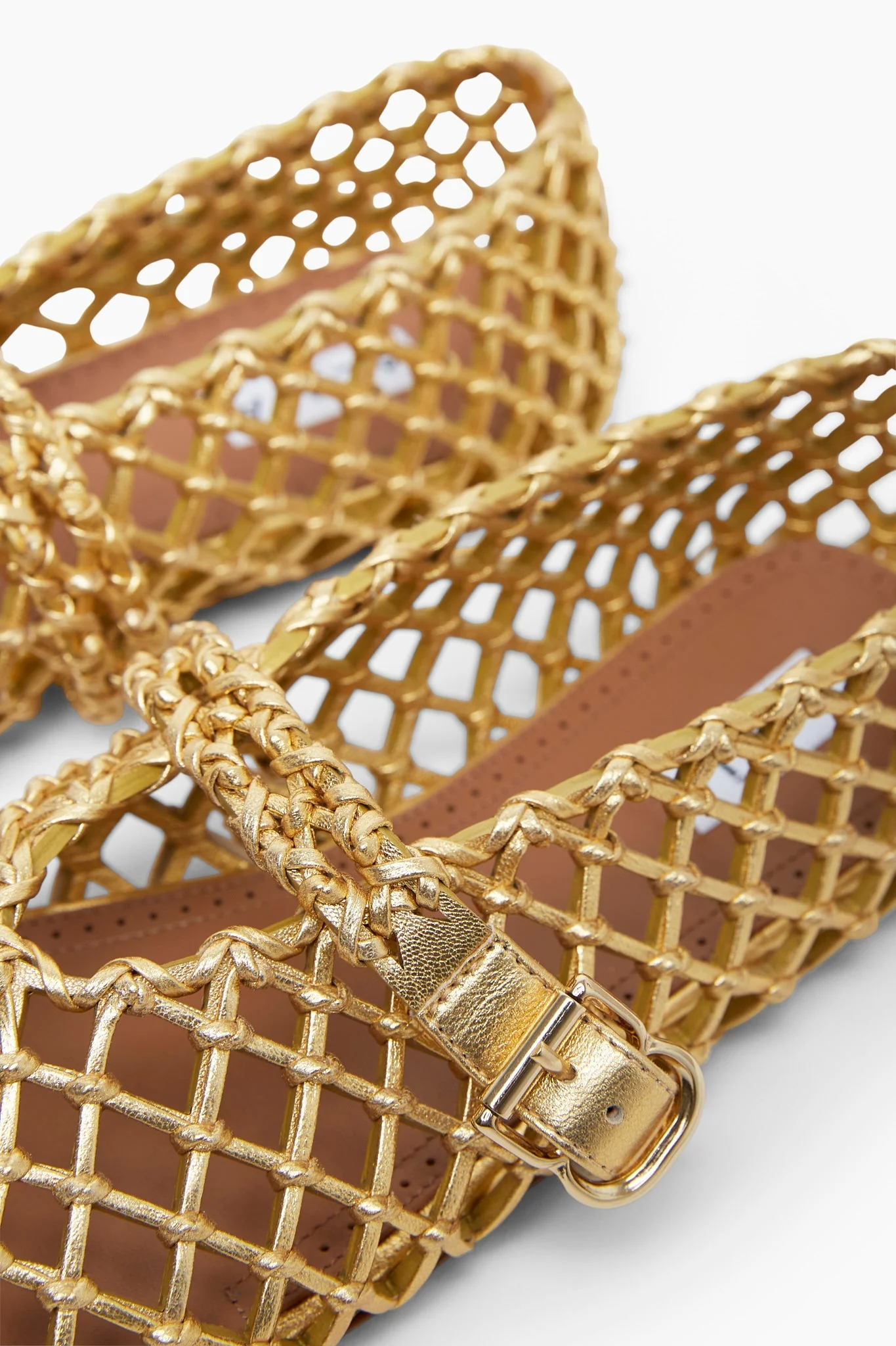 Braided gold leather ballet flats - Image 3