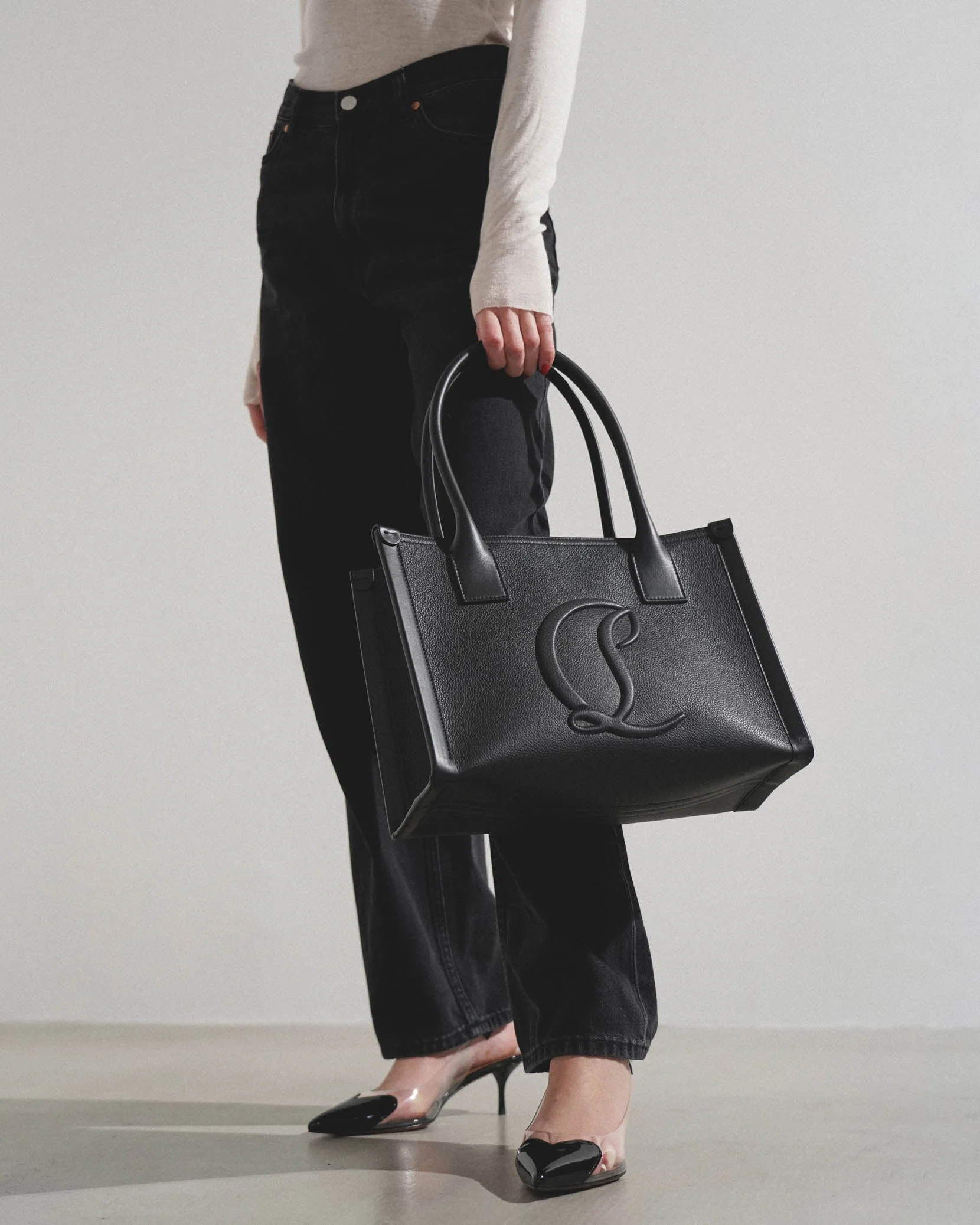 By my side E/W black leather tote bag - Image 2