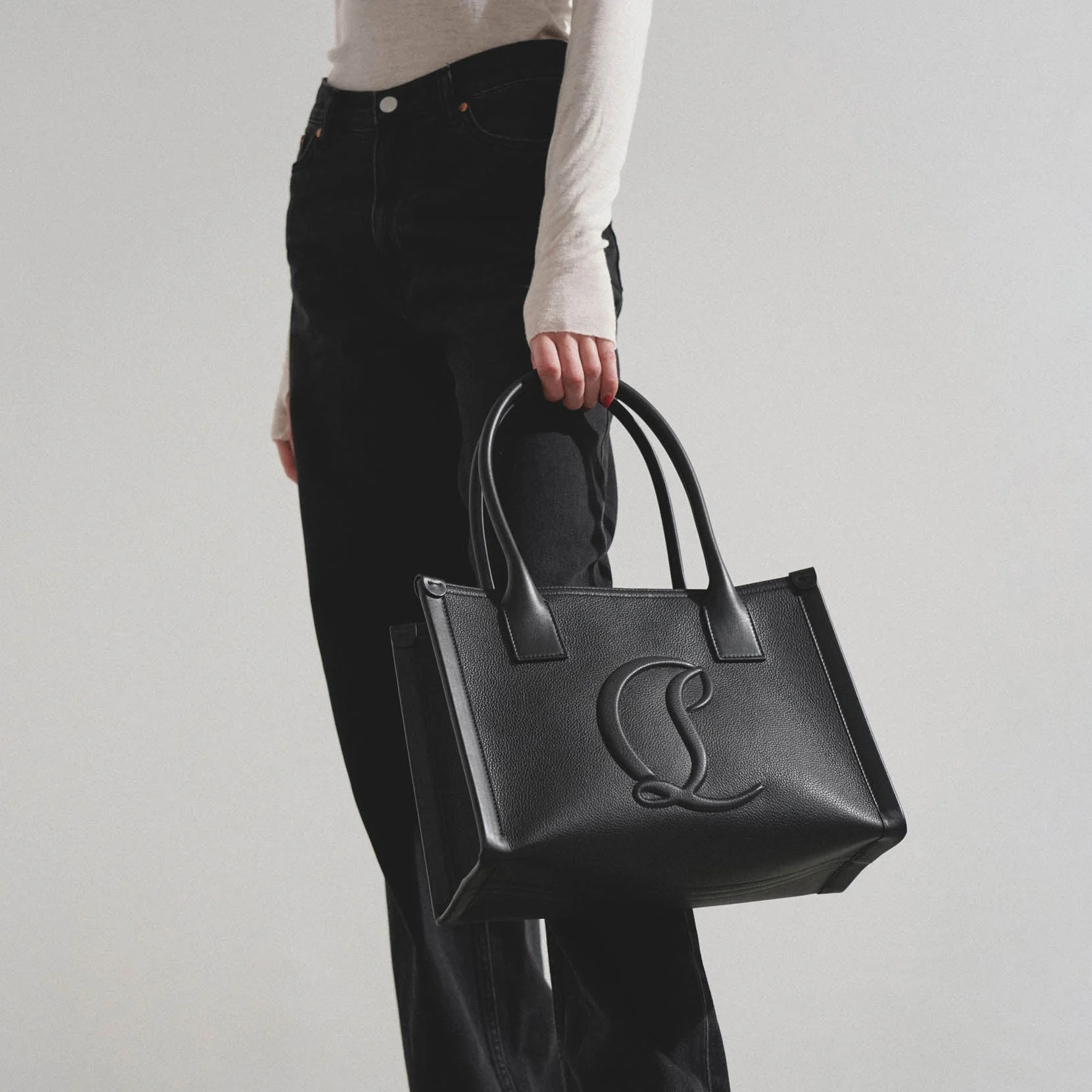 By my side E/W black leather tote bag - Image 6