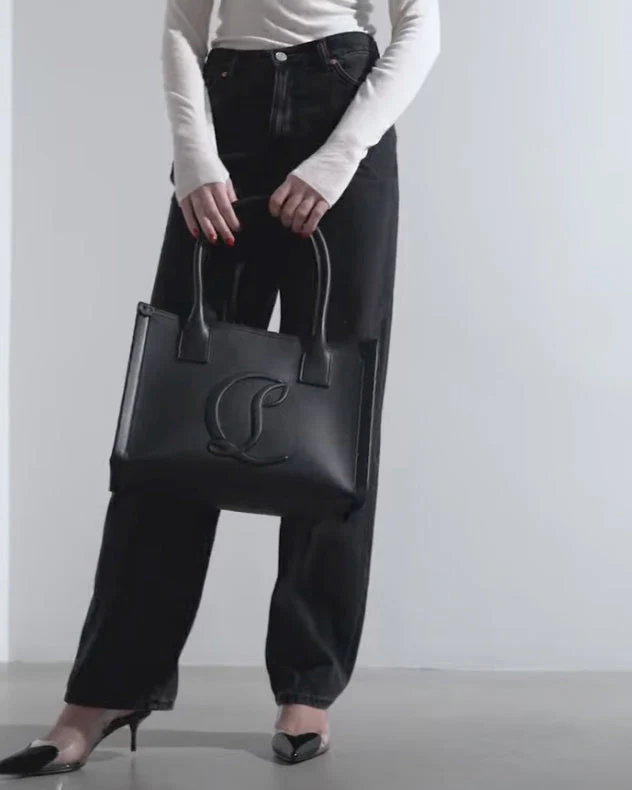 By my side E/W black leather tote bag - Image 7