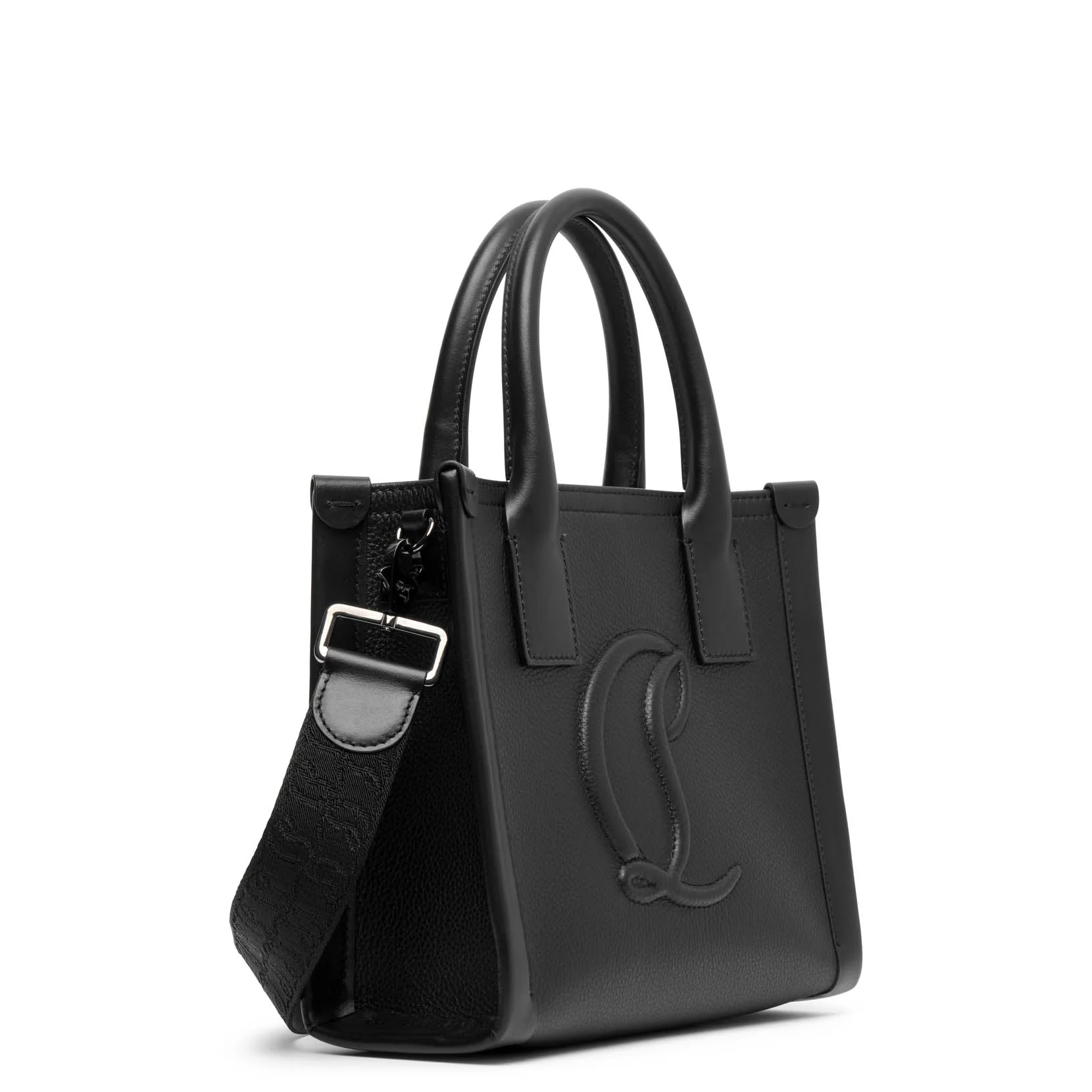 By my side E/W mini black leather tote bag - Image 4