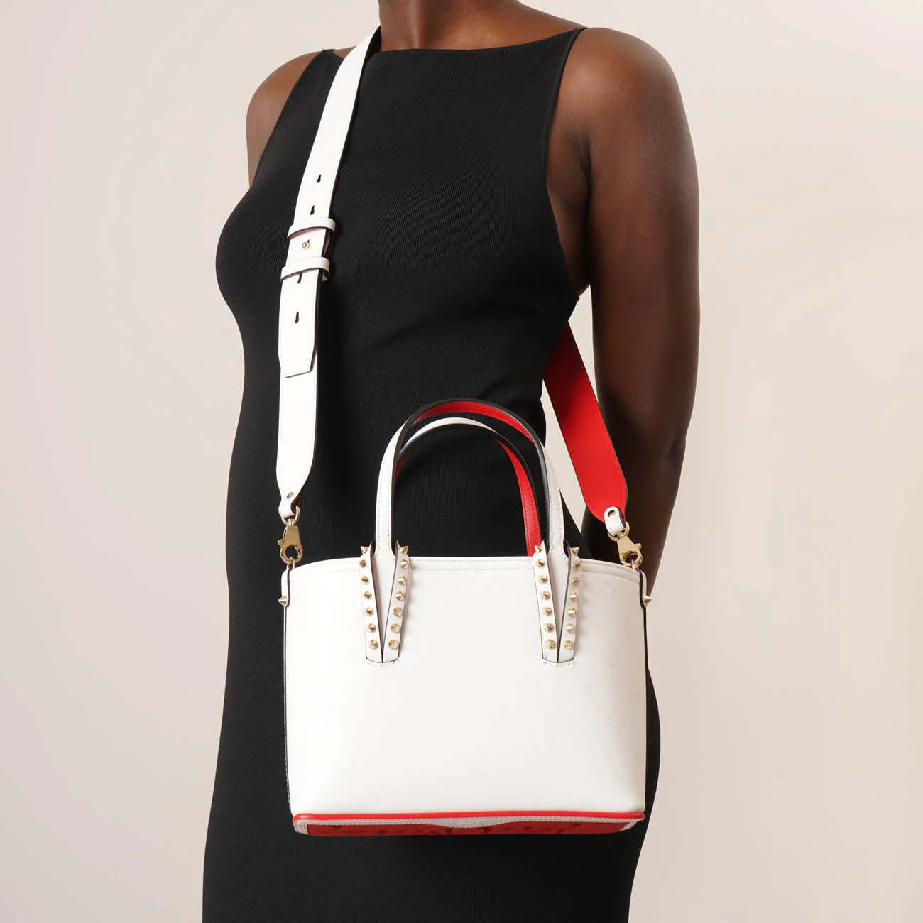 Cabata E/W mini loubinthesky white tote bag - Image 6