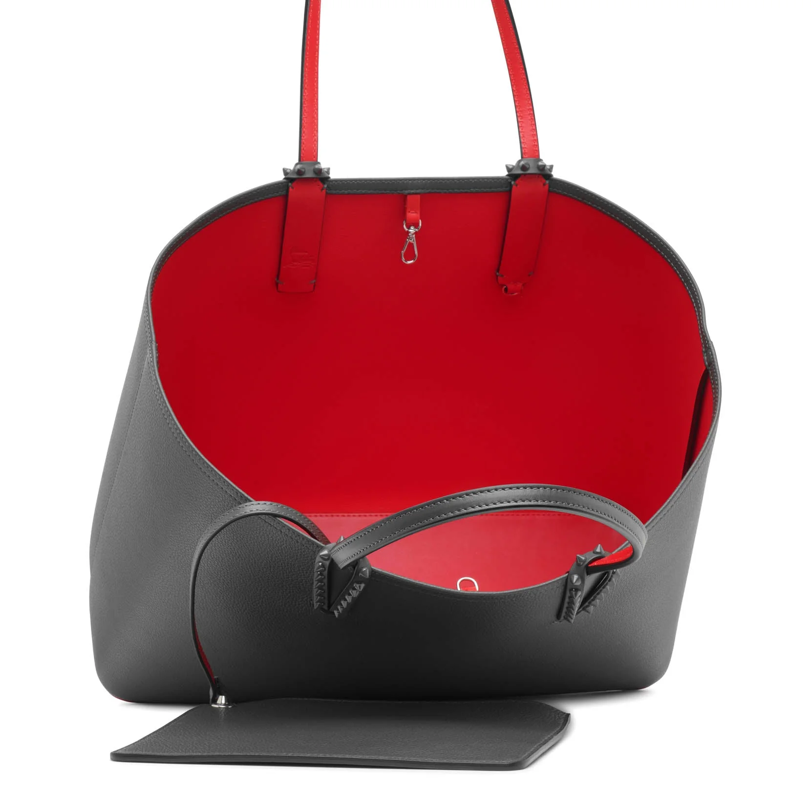 Cabata large dark grey leather tote bag - Image 5