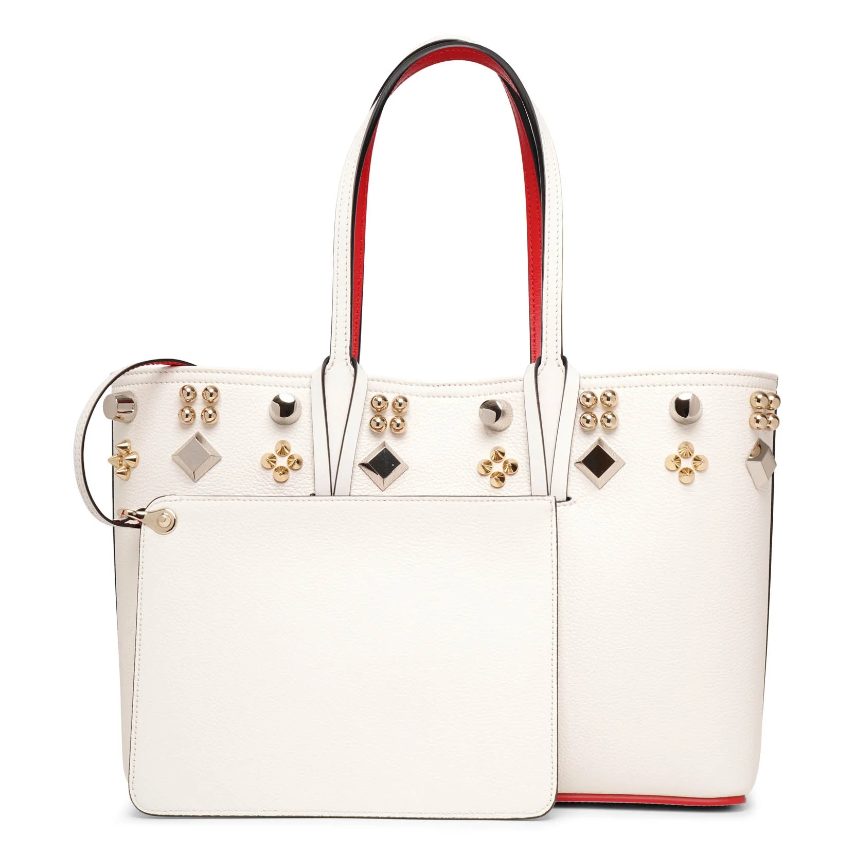 Cabata small spikes white leather tote bag - Image 4