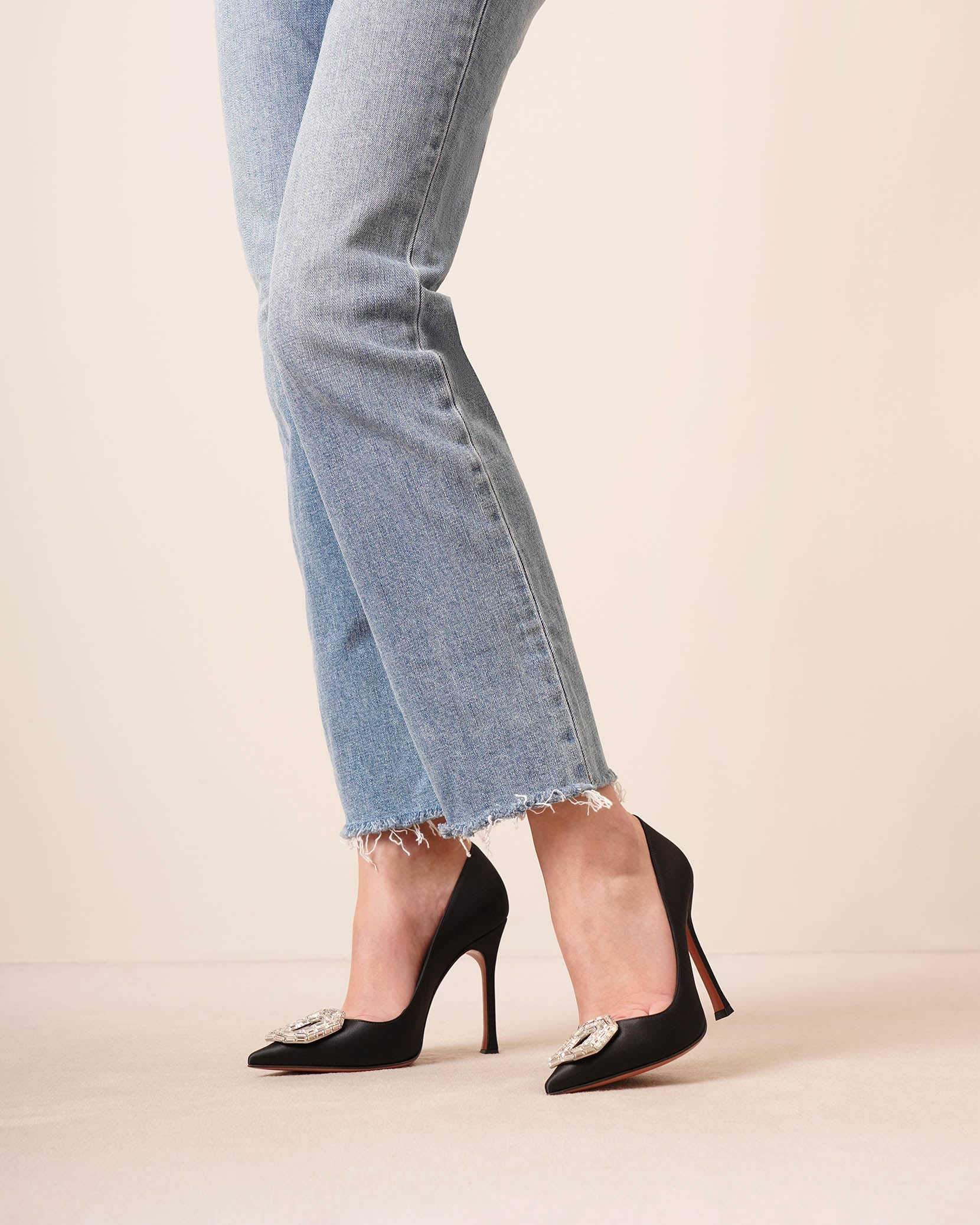 Camelia 105 black satin pumps - Image 2