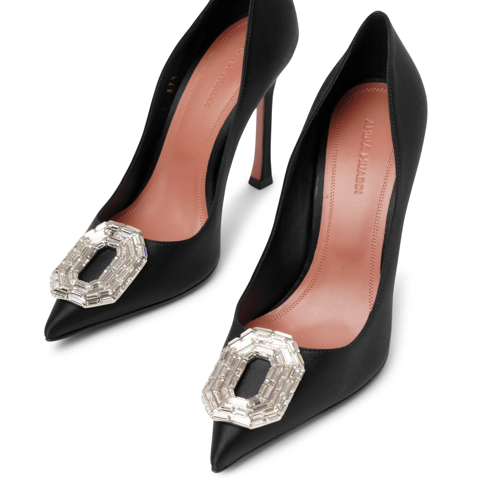 Camelia 105 black satin pumps - Image 5