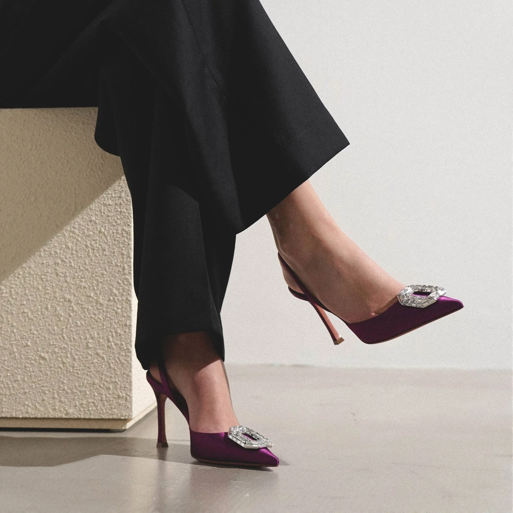 Camelia sling 90 purple satin pumps - Image 6