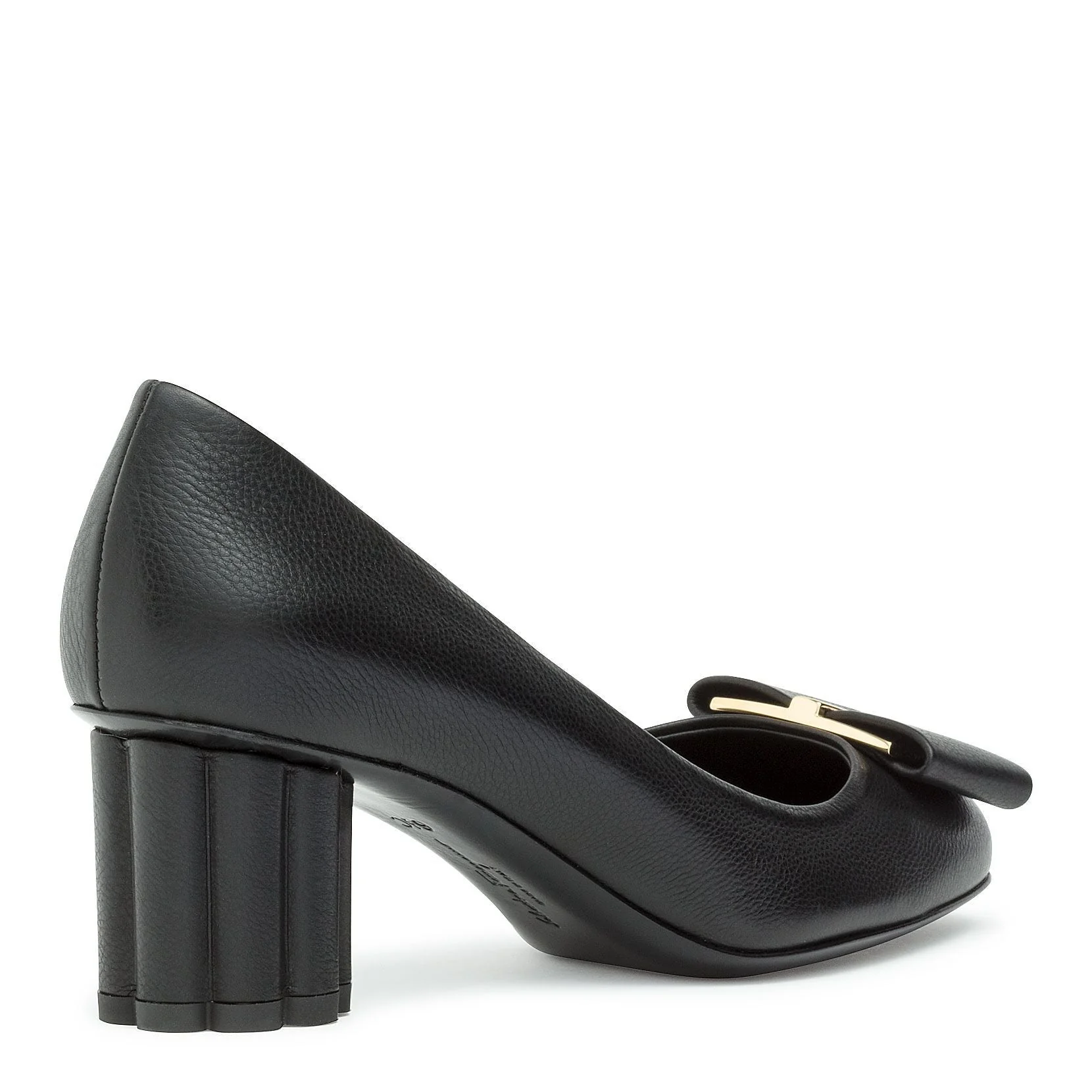 Capua 55 black calf flower heel pumps - Image 3