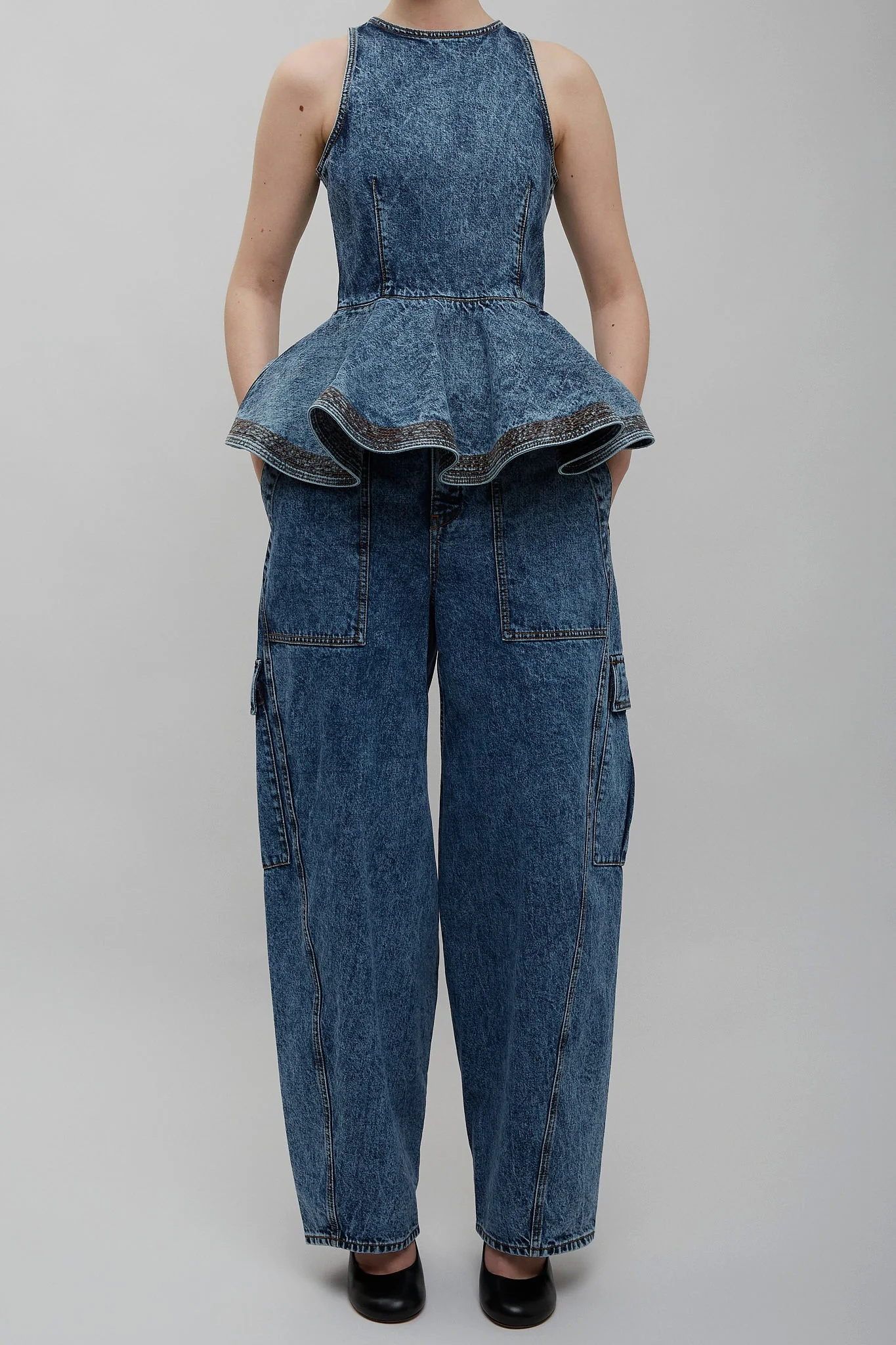 Cargo blue denim pants - Image 2
