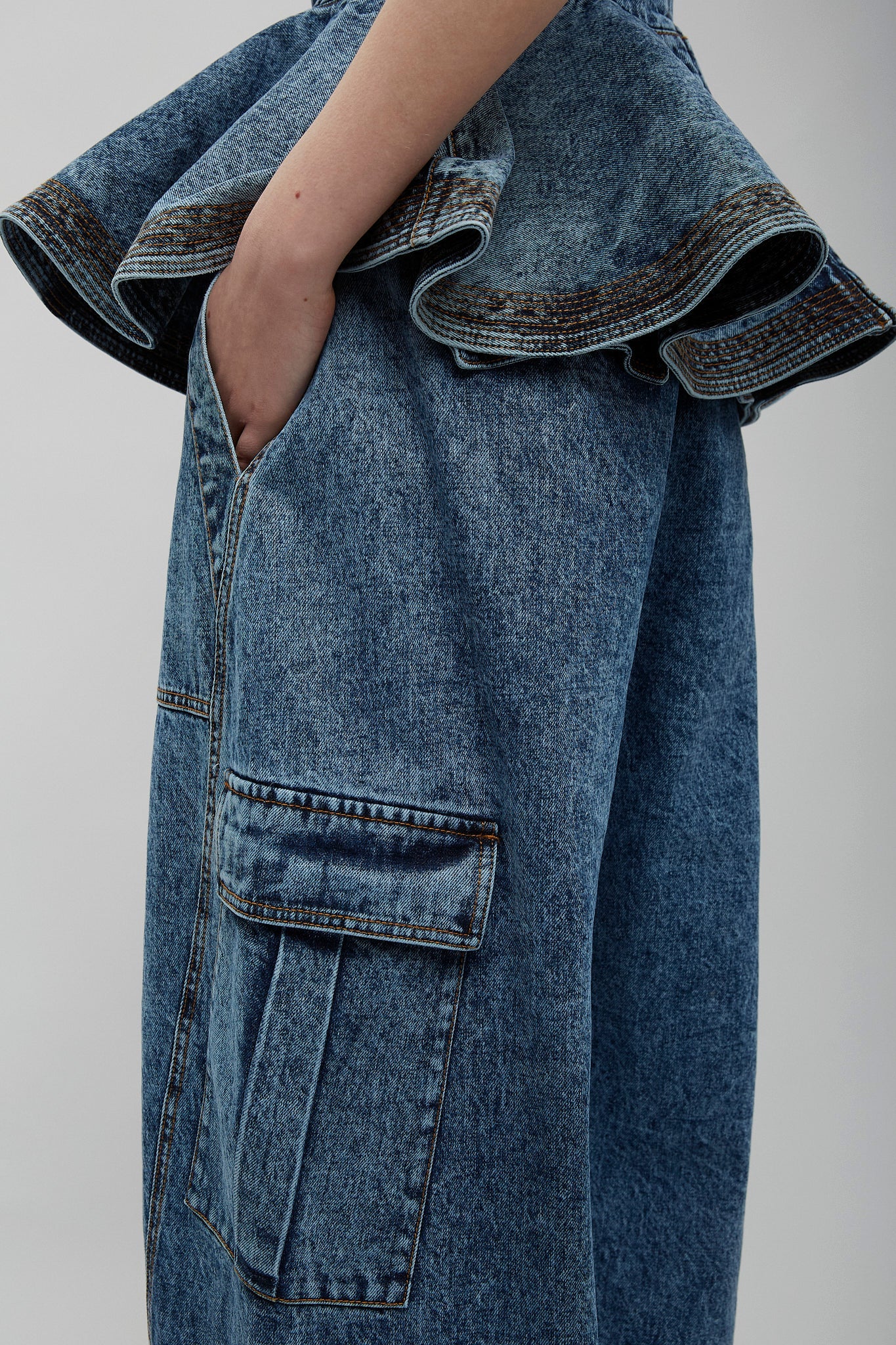 Cargo blue denim pants - Image 4