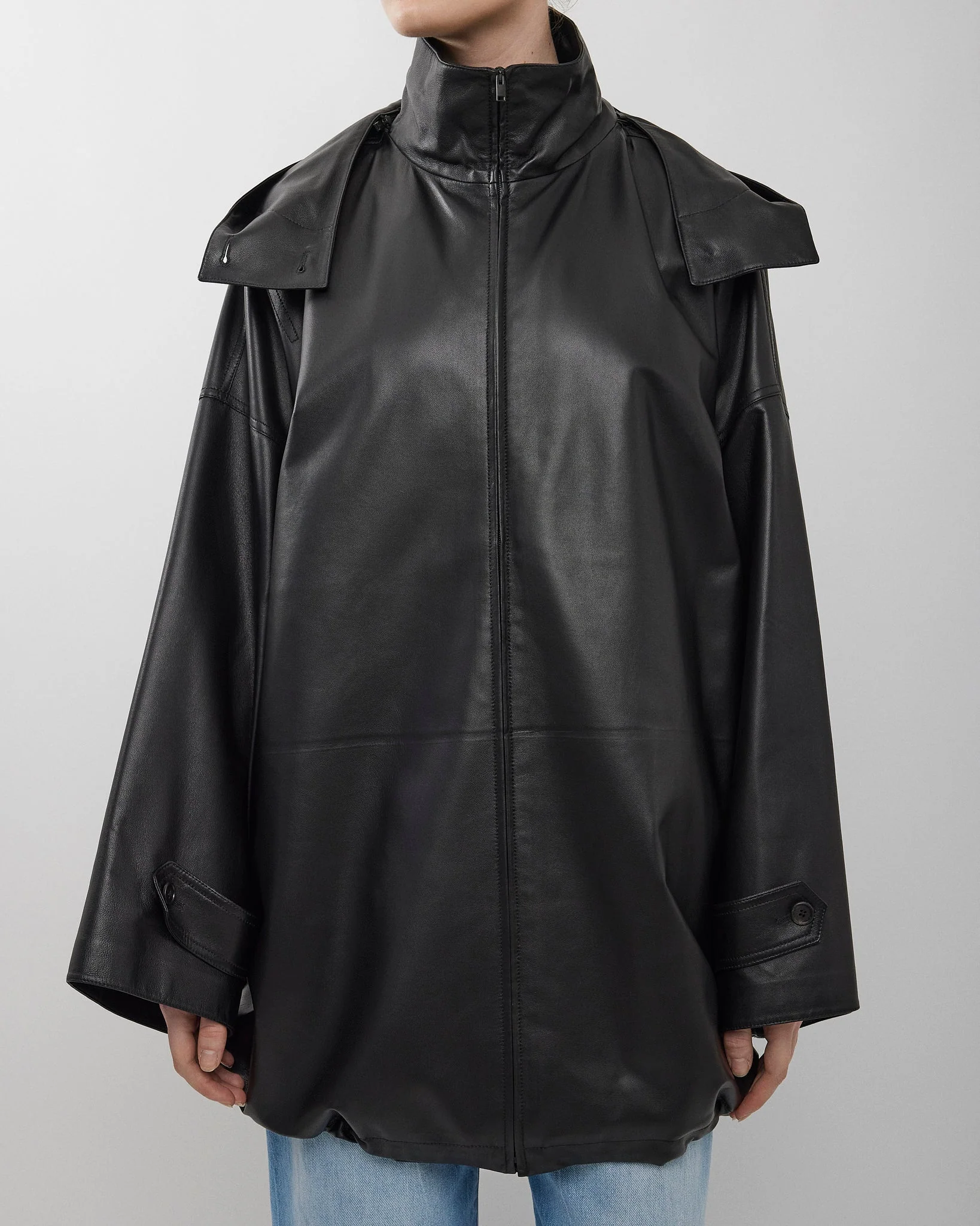 Cassandre black leather coat - Image 2
