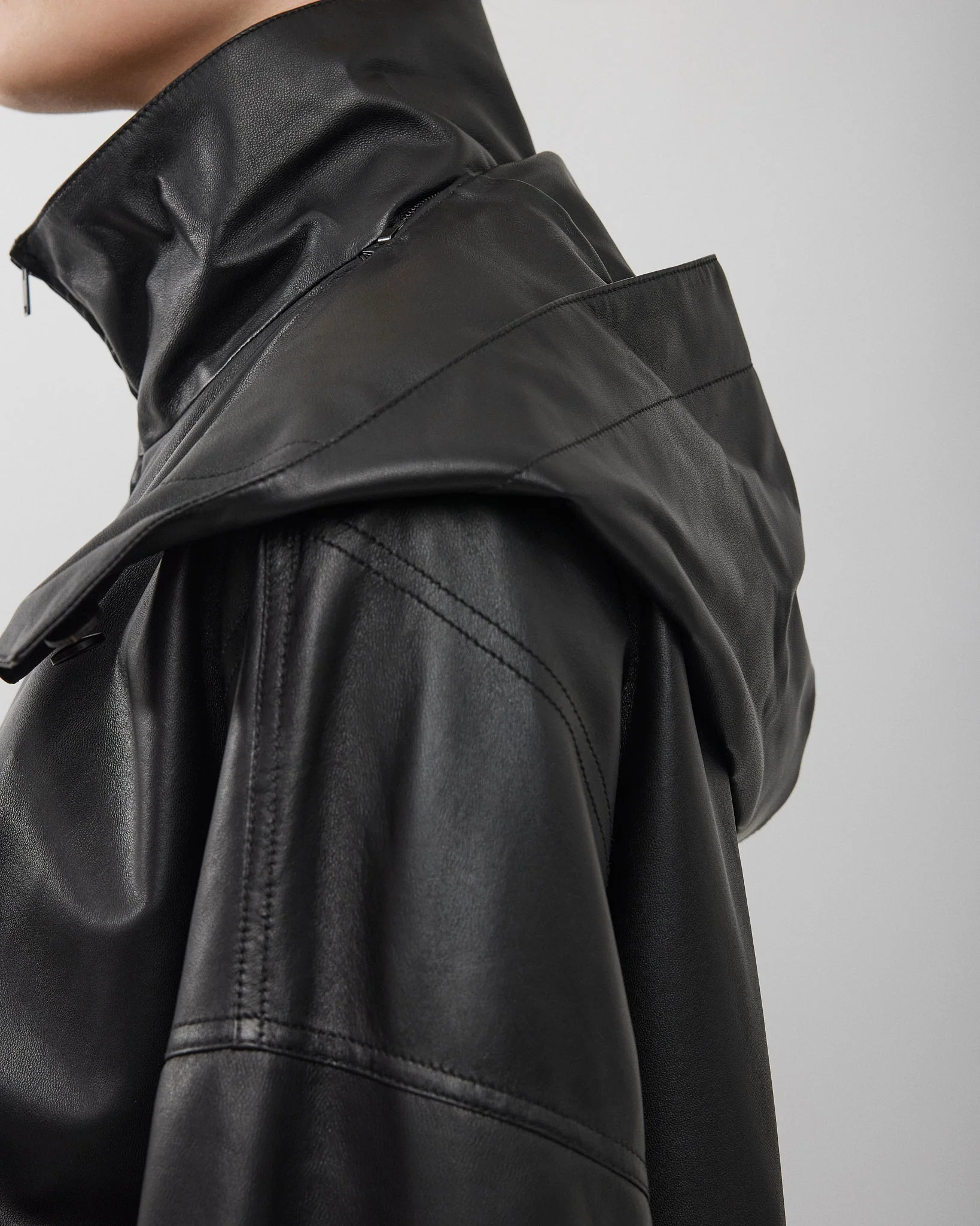 Cassandre black leather coat - Image 4