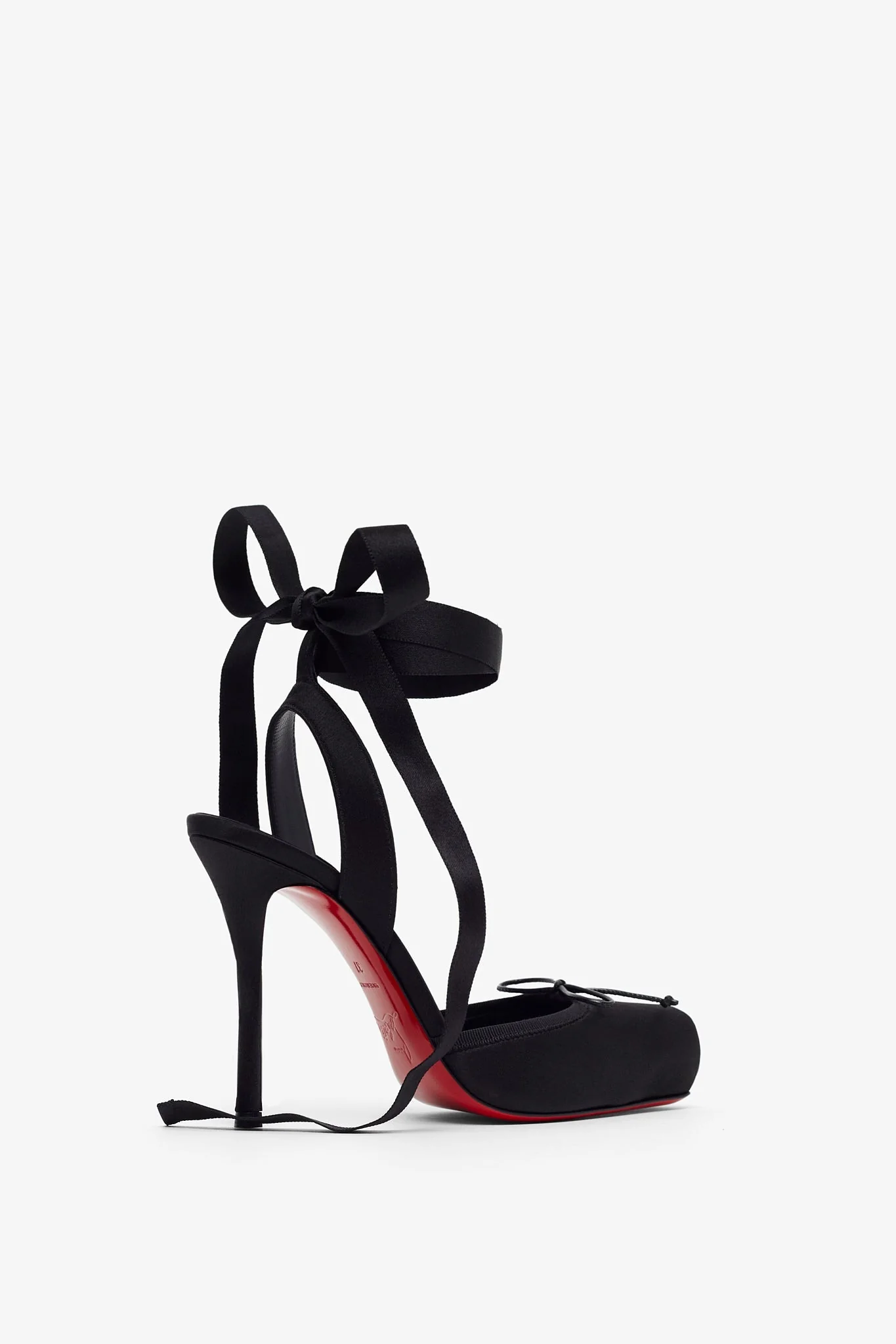 Cassia lace up 100 black satin pumps - Image 3