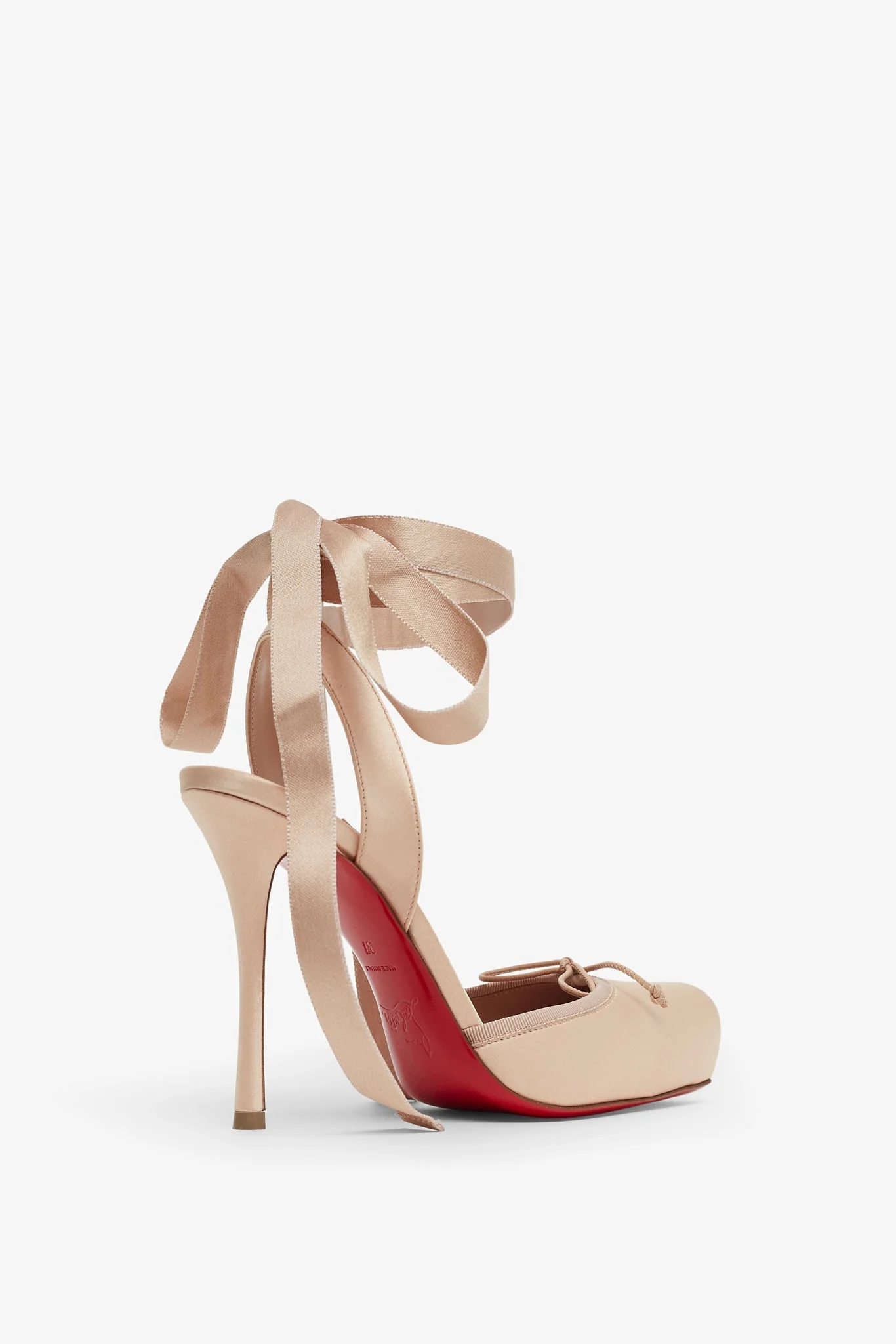 Cassia lace up 100 blush satin pumps - Image 3