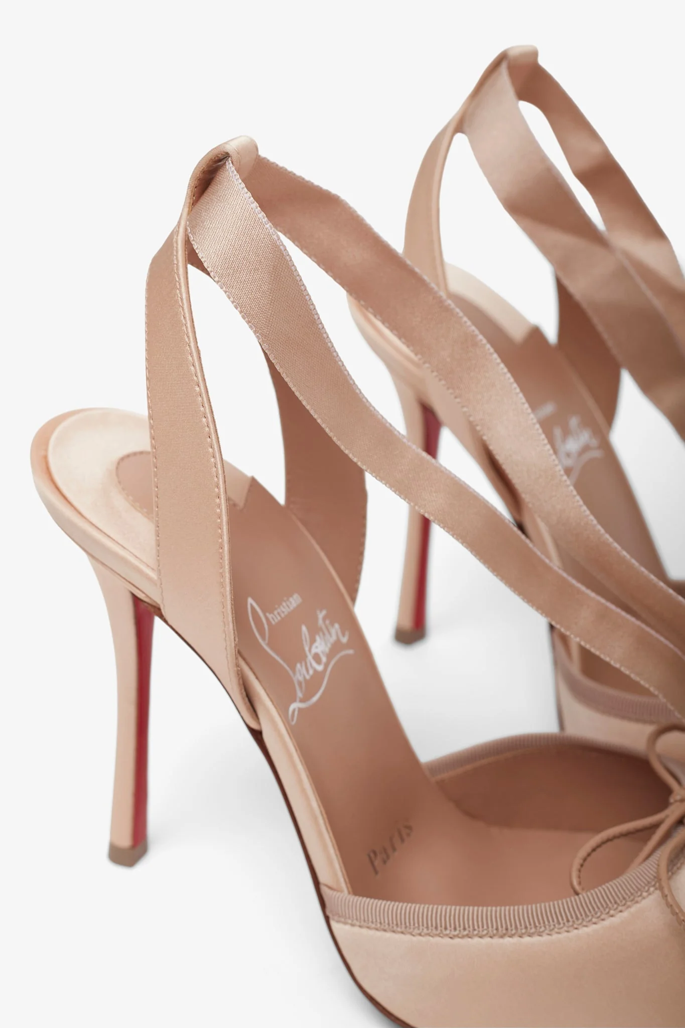 Cassia lace up 100 blush satin pumps - Image 5