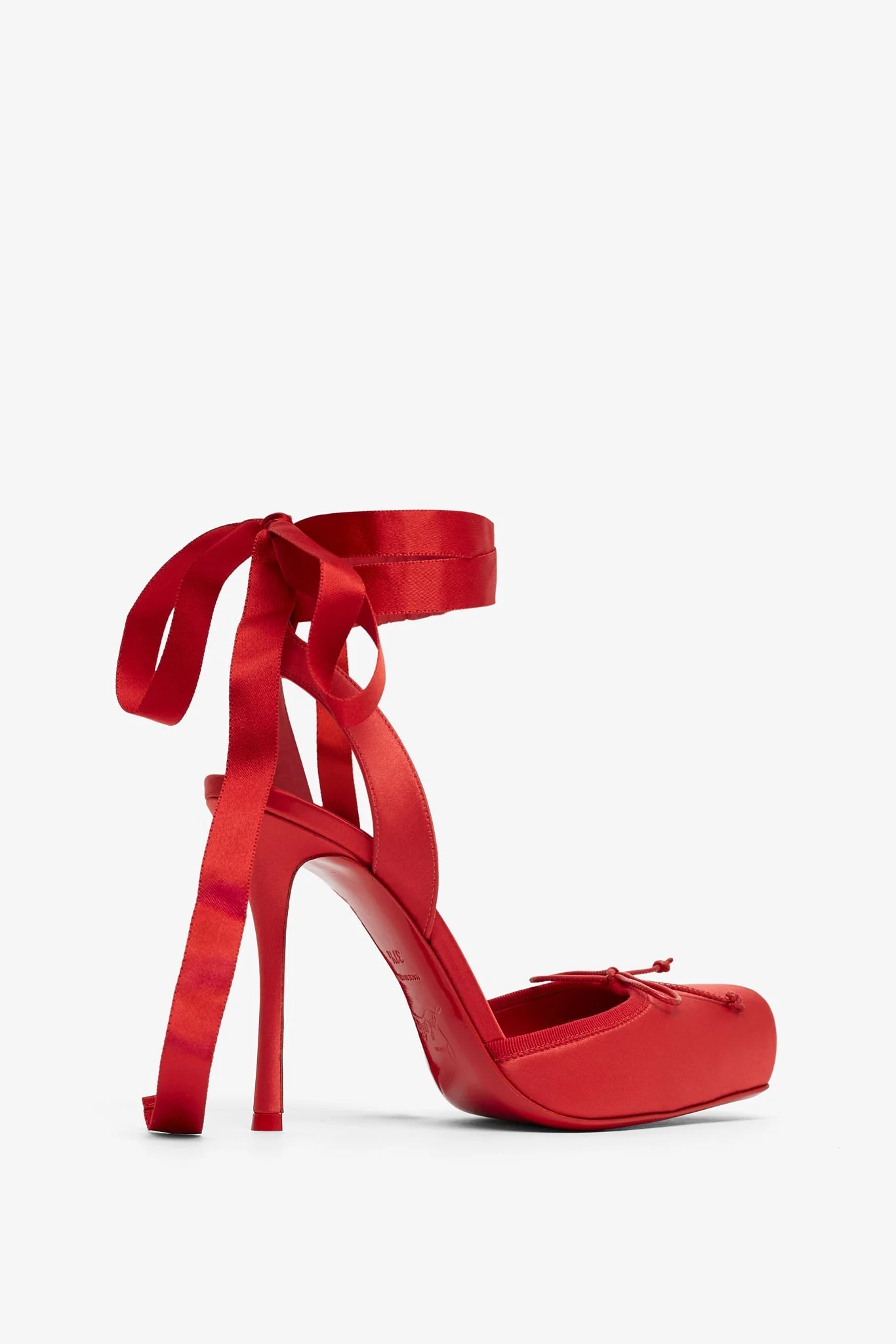 Cassia lace up 100 red satin pumps - Image 3