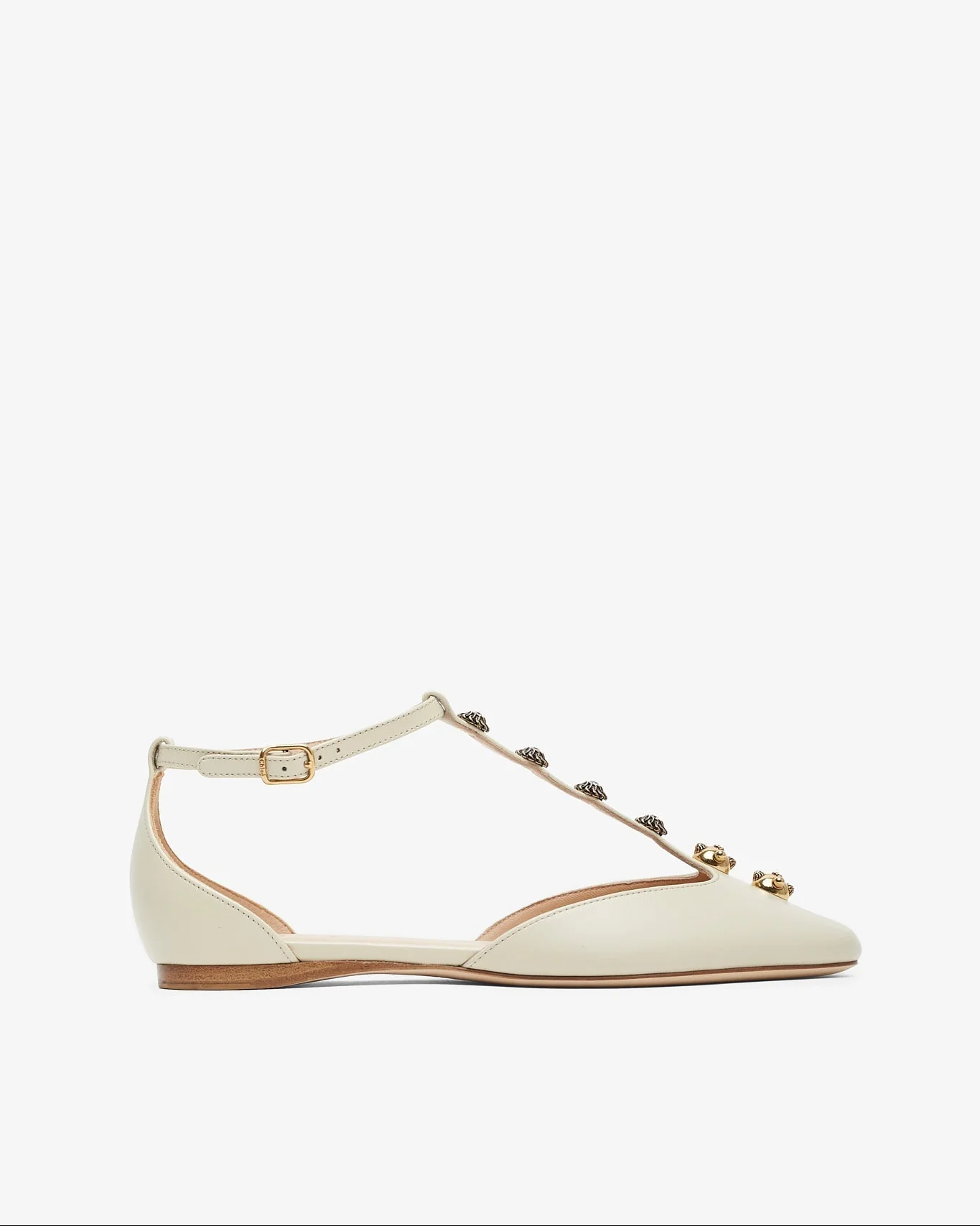 Celeste eggshell leather ballerinas
