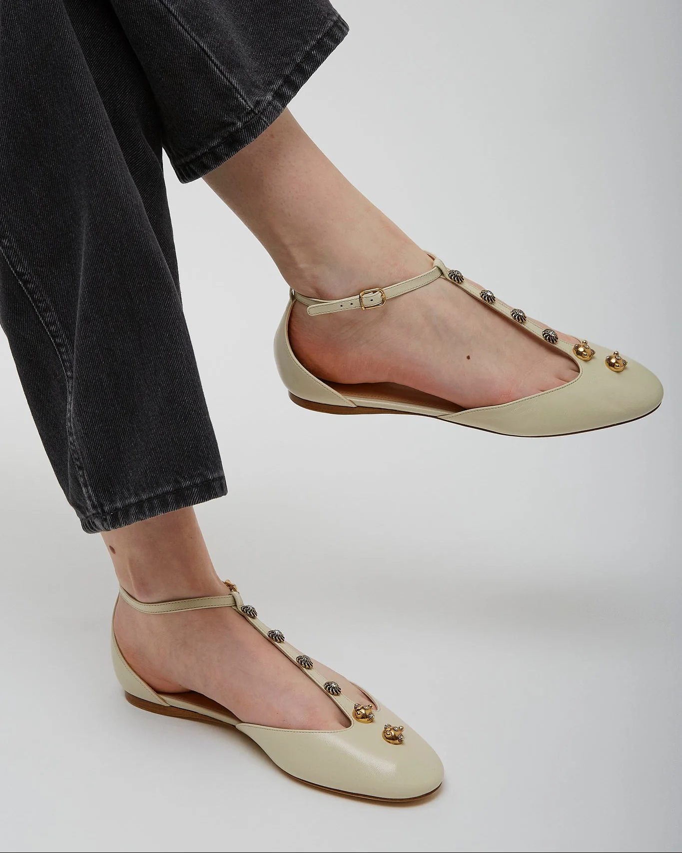 Celeste eggshell leather ballerinas - Image 2