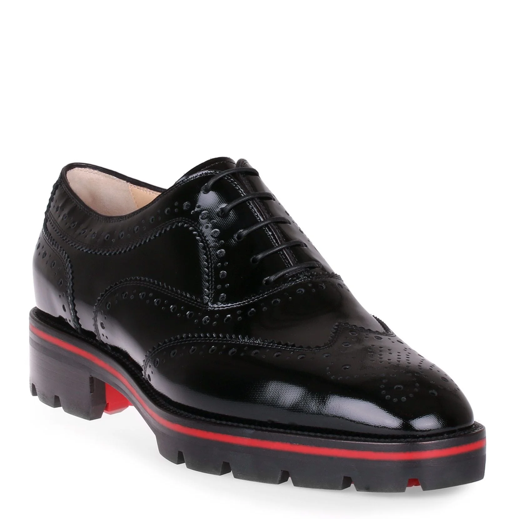 Charletta black patent brogue flat - Image 2