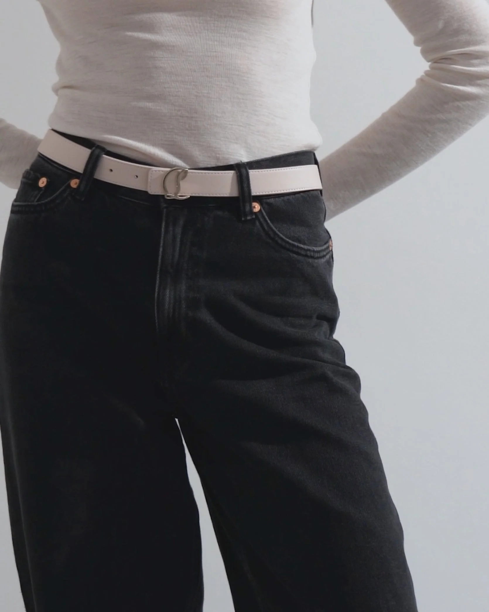 CL Logo 25mm beige leather belt - Image 5