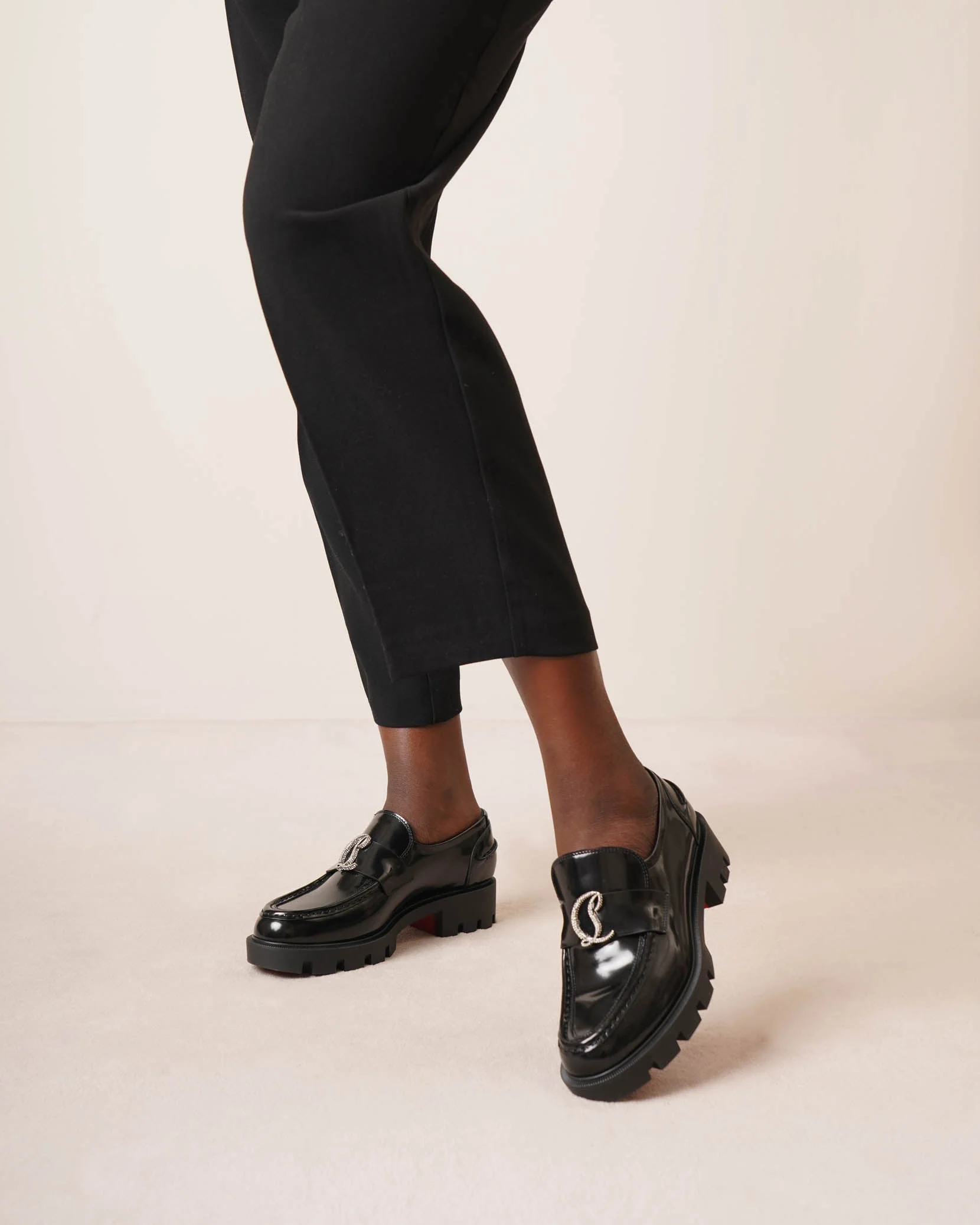 CL Moc black leather strass loafers - Image 2