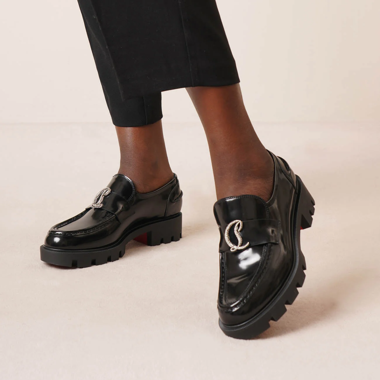 CL Moc black leather strass loafers - Image 6