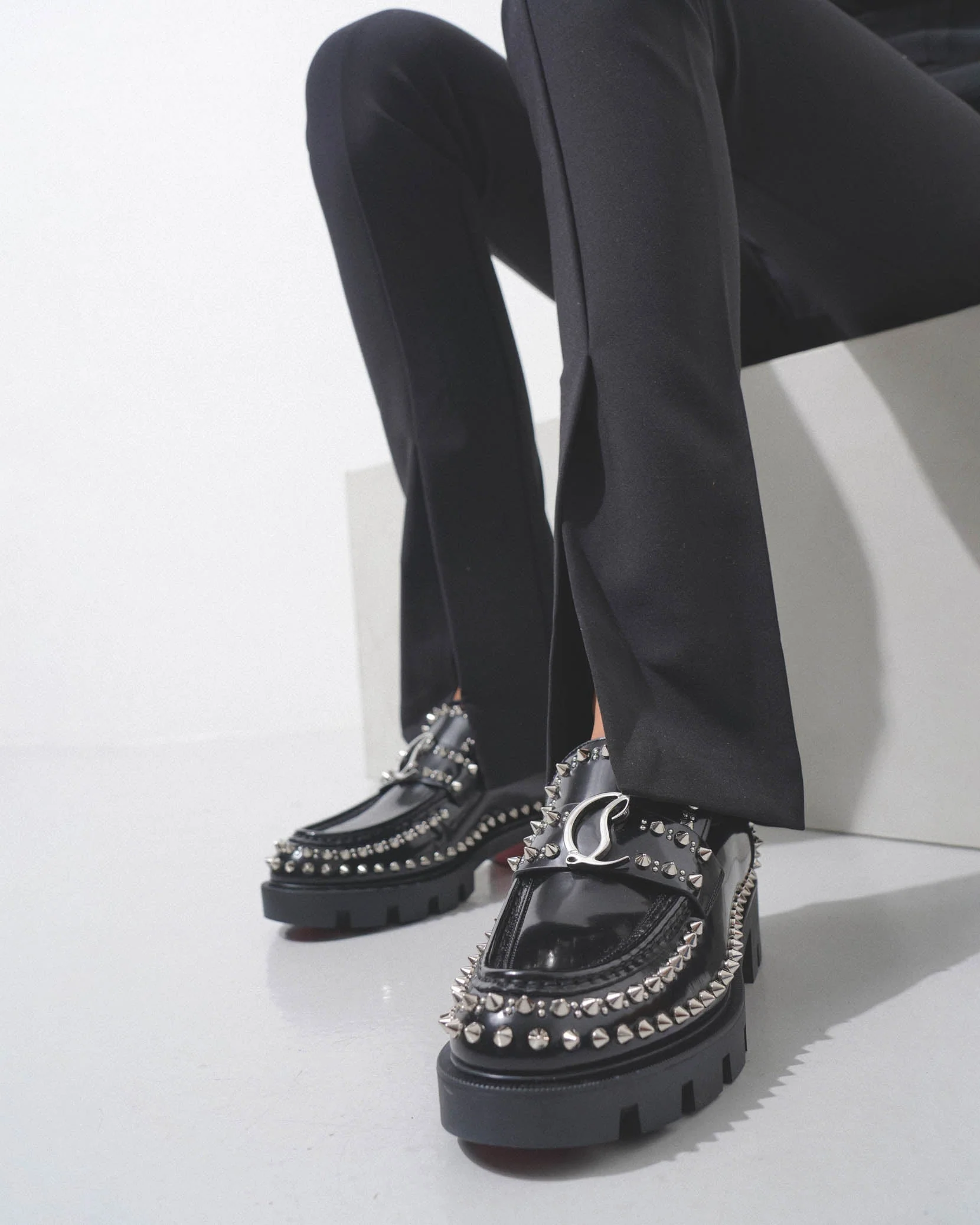 CL Moc black spikes leather flats - Image 2