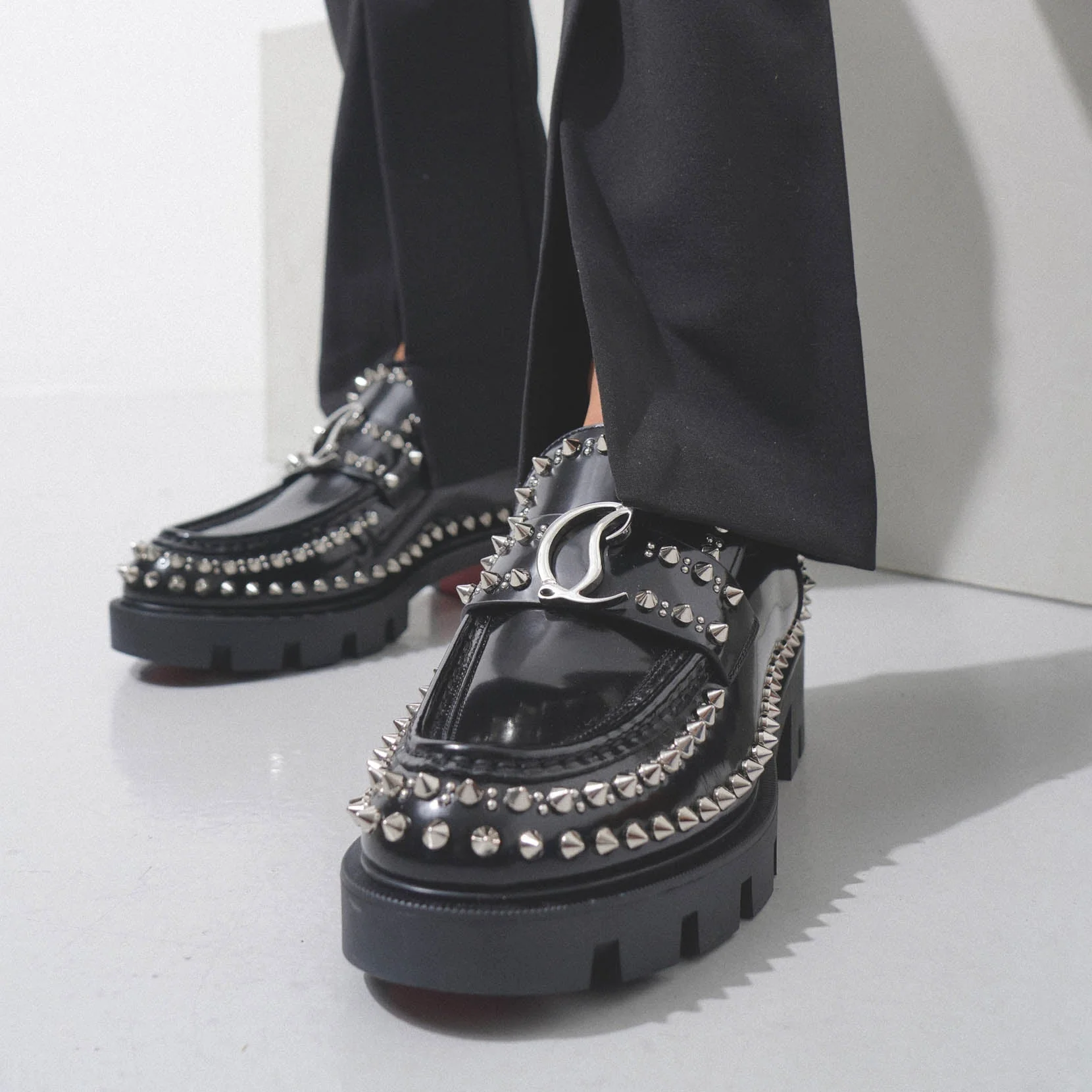 CL Moc black spikes leather flats - Image 6