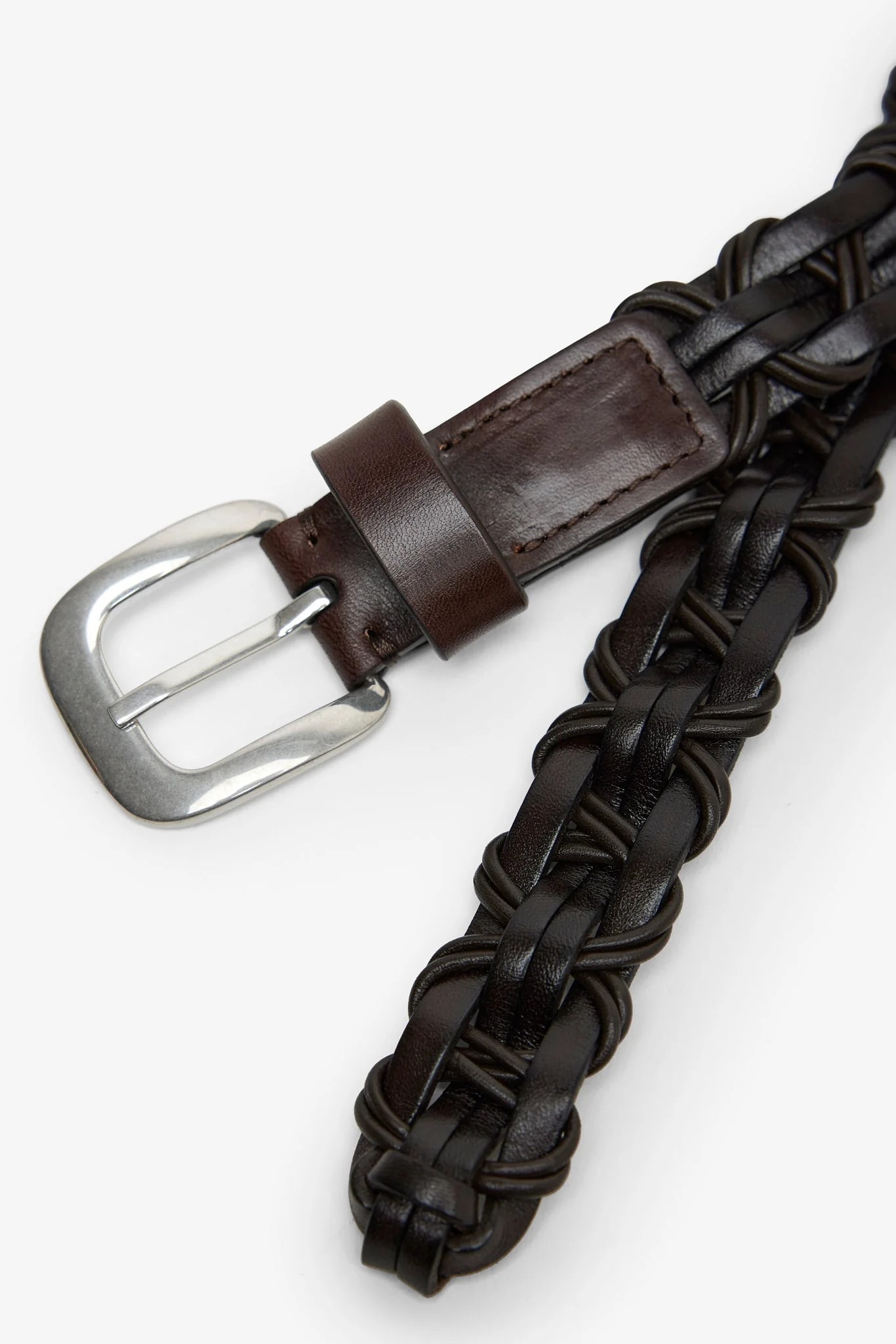 Cord brown silver buckle belt - Image 2