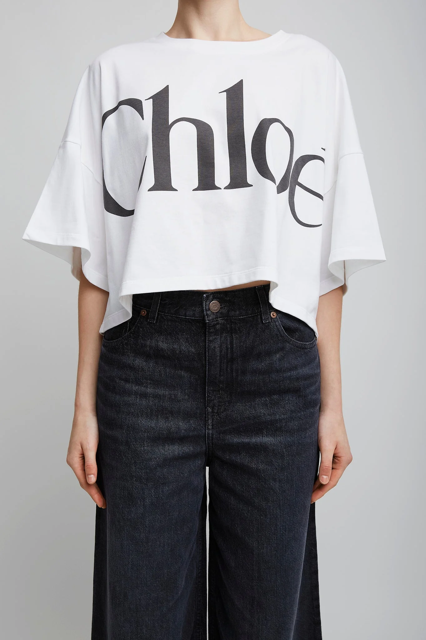 Cropped boxy cotton logo t-shirt - Image 2