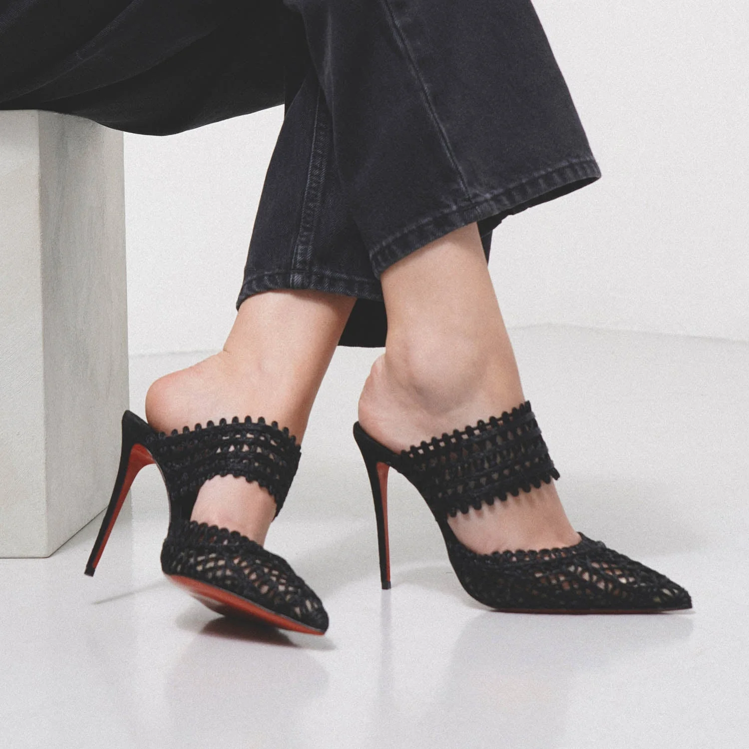 Deia 100 macrame black mule pumps - Image 6