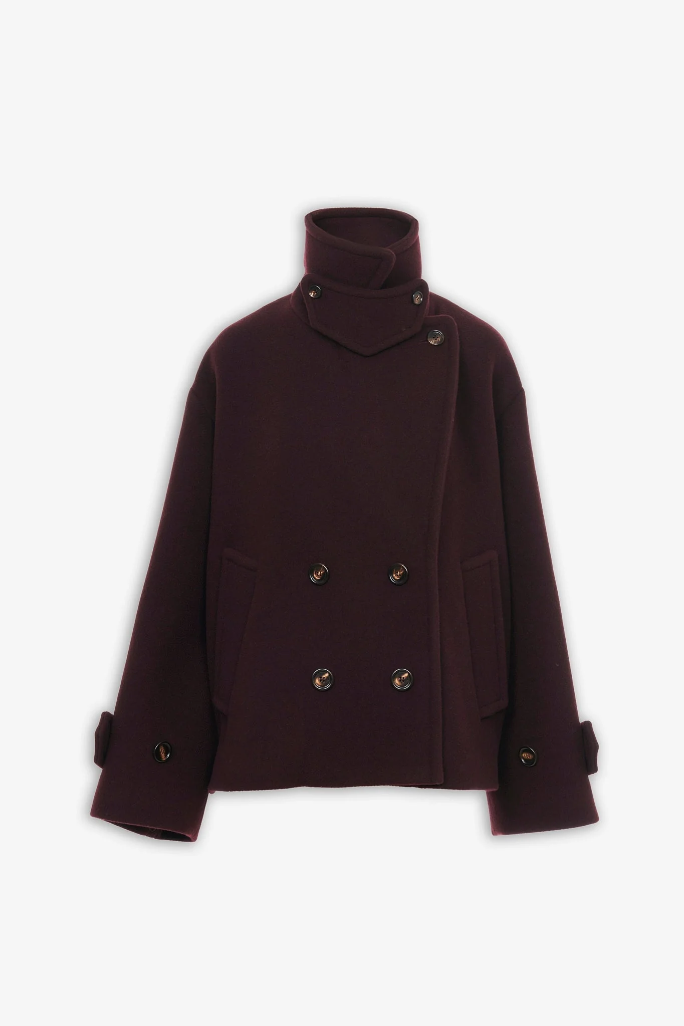 Double-breasted oversized short coat