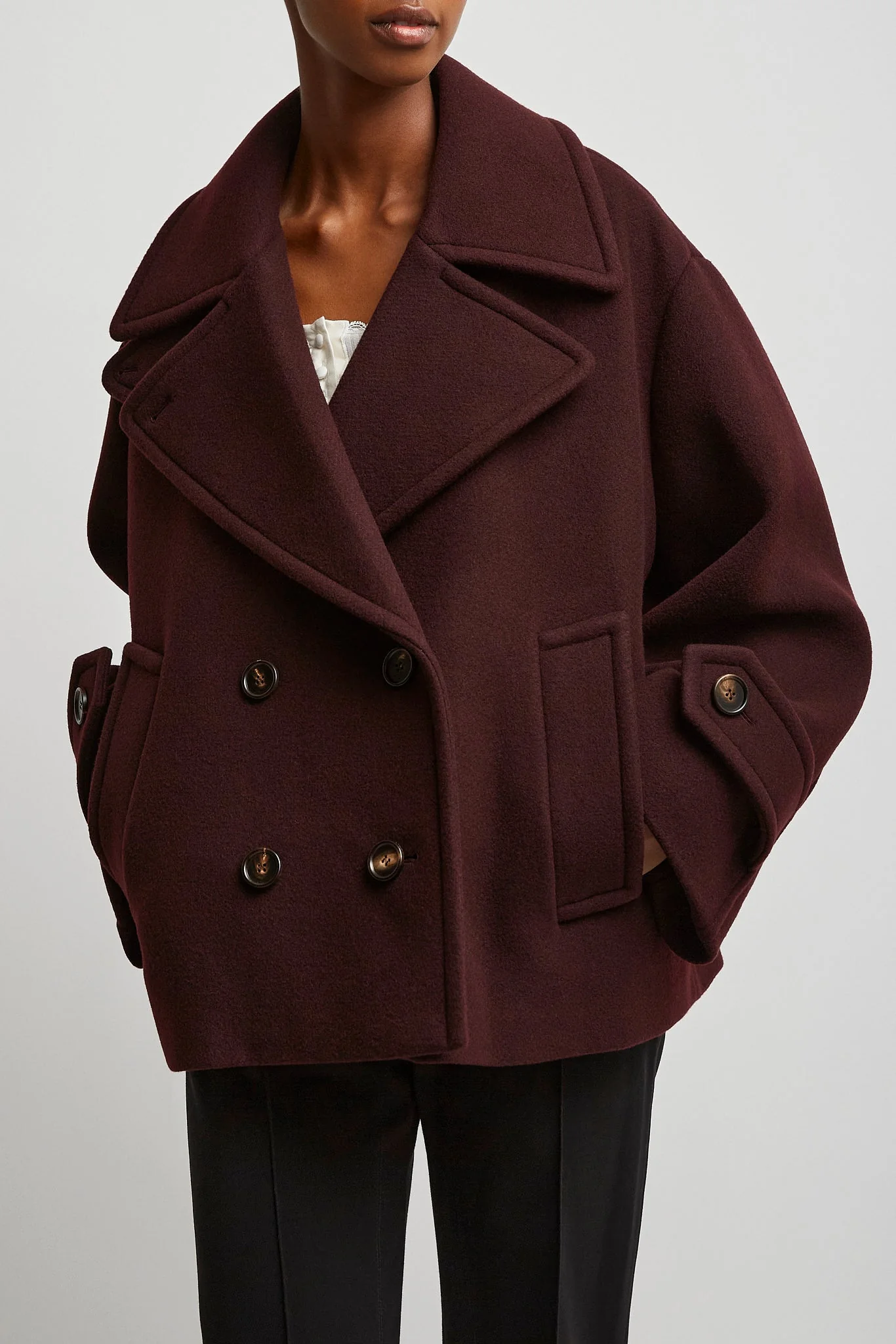 Double-breasted oversized short coat - Image 2