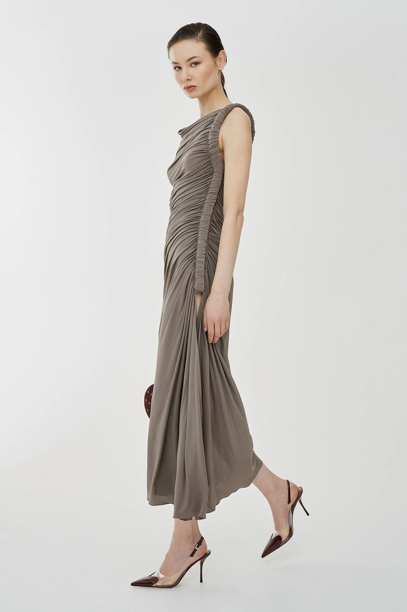 Draped one-shoulder jersey dress - Image 4