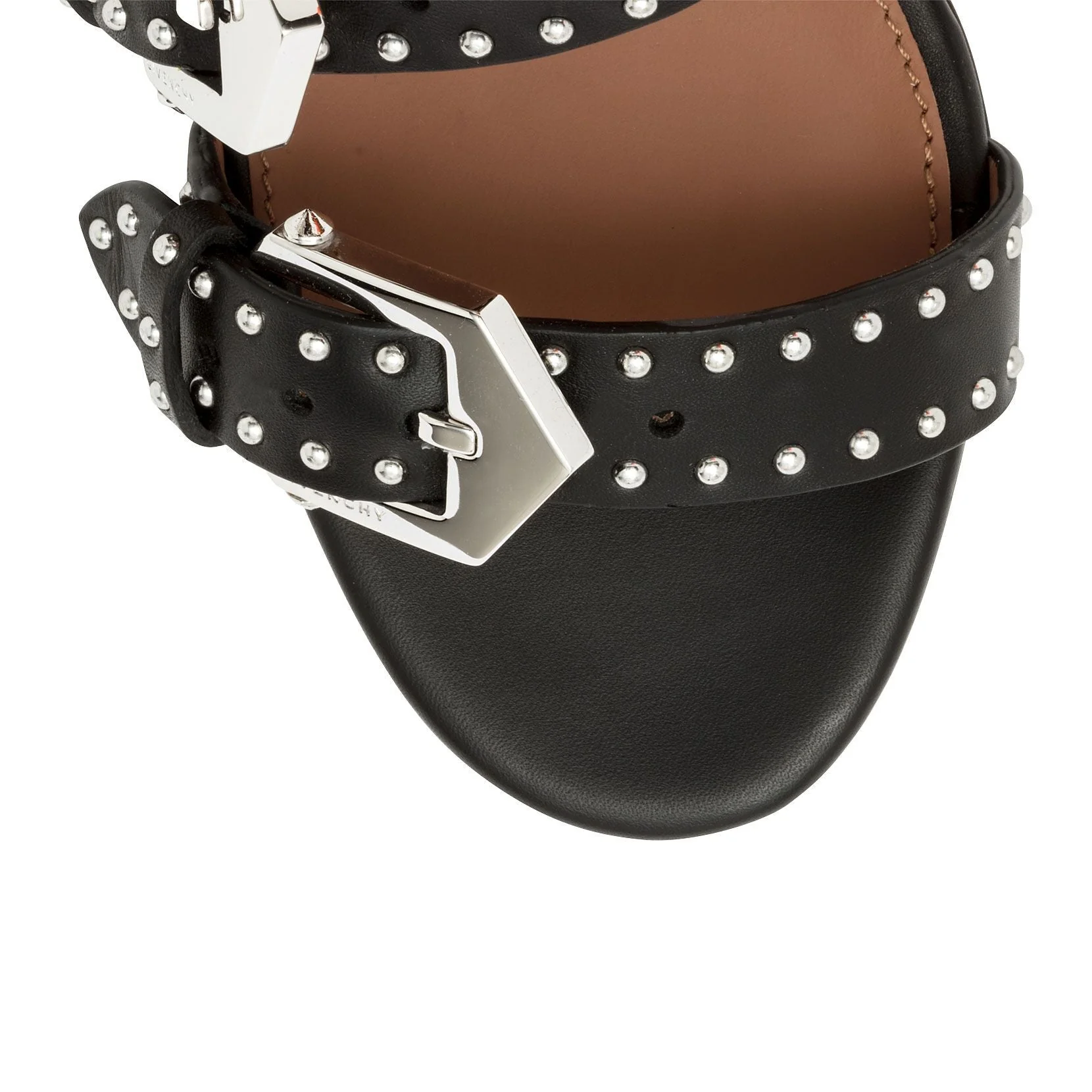 Elegant black leather stacked heel sandals - Image 4