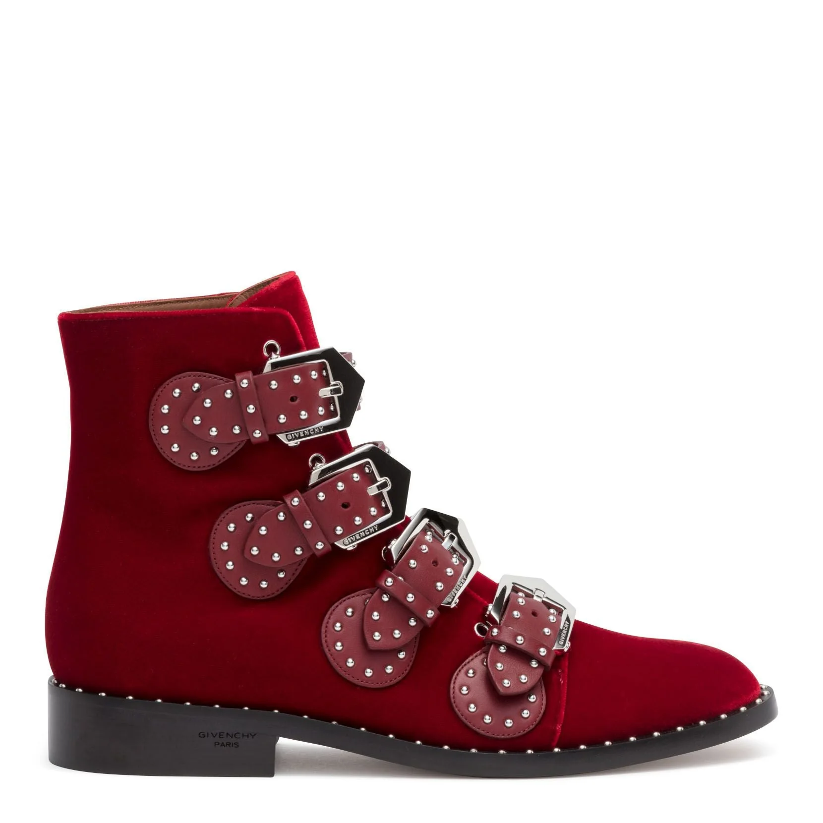 Elegant Flat Dark Red Ankle Boot