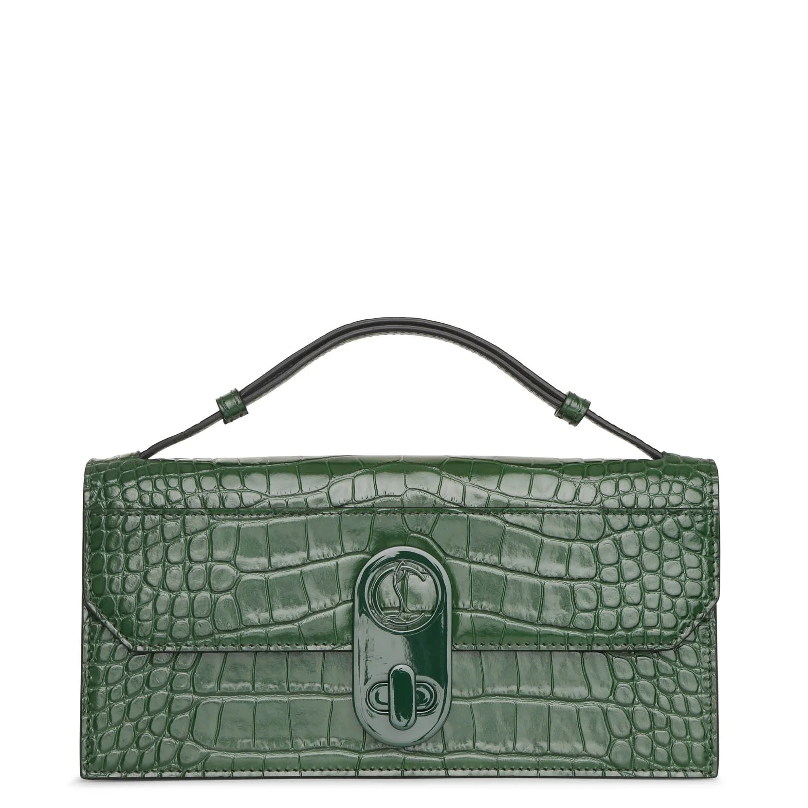 Elisa Baguette green creative leather clutch
